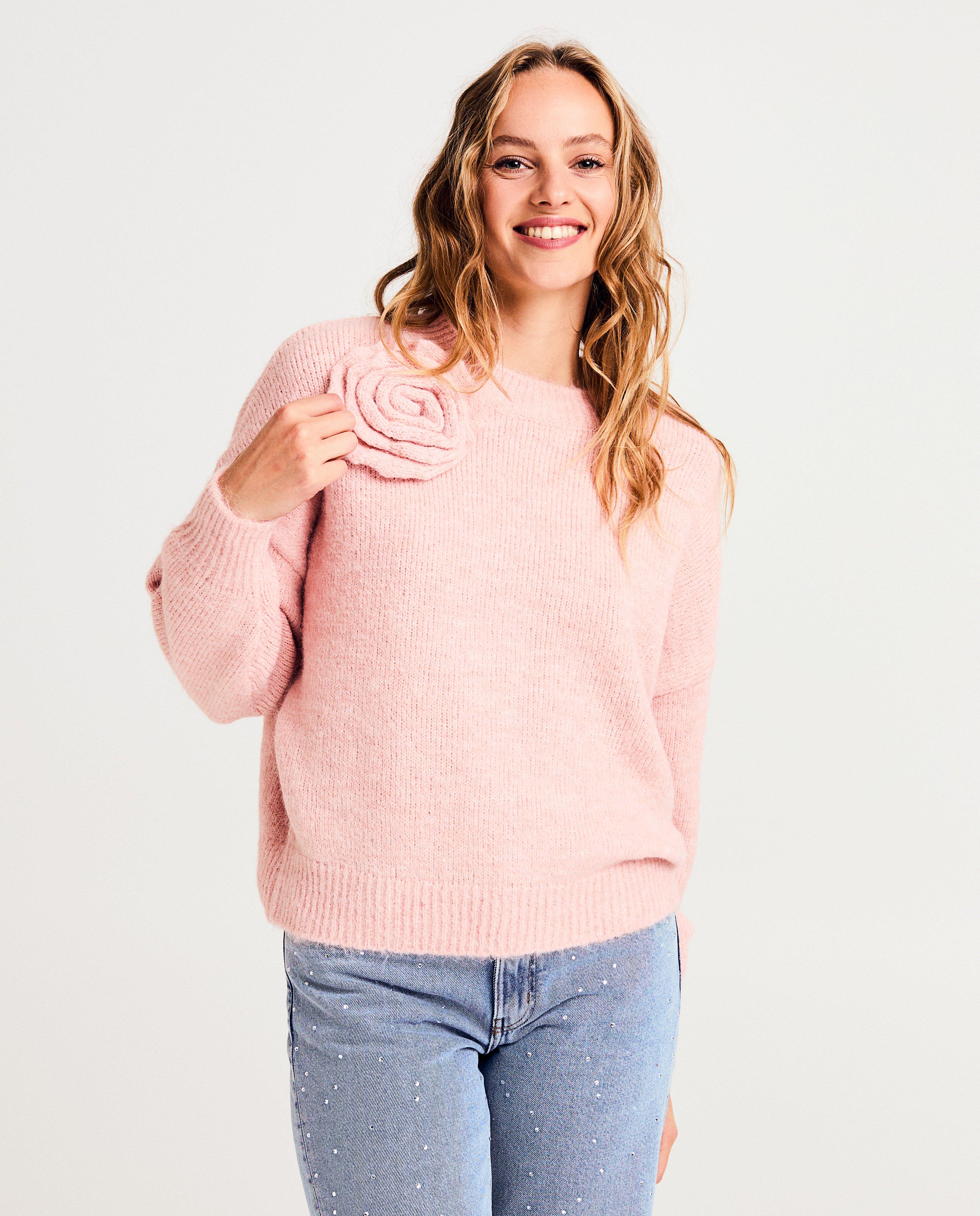 Trui met roos - Product Detail - lichtroze - afbeelding nummer 1