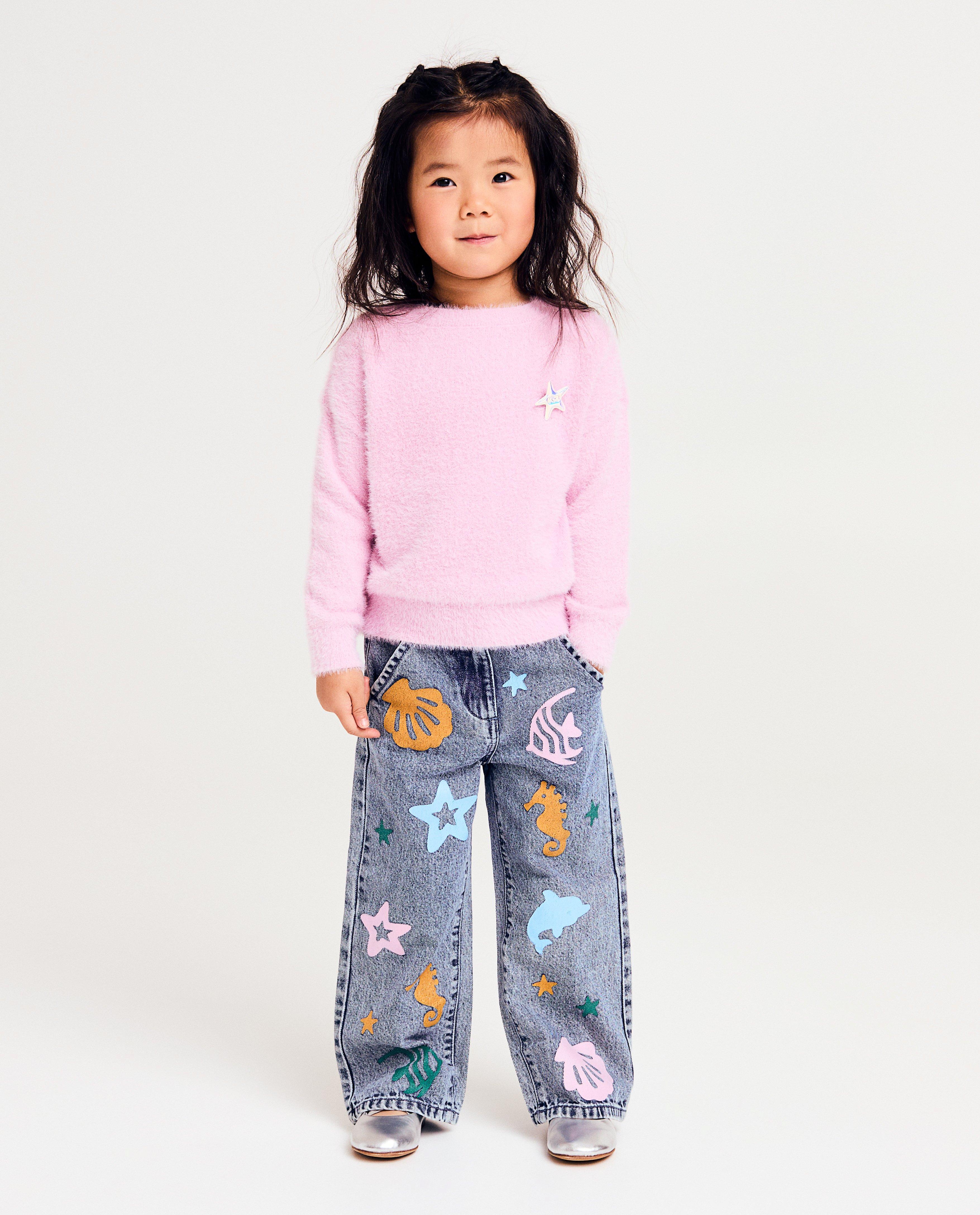Truien - Fluffy trui met metallic broche, maat 98-152