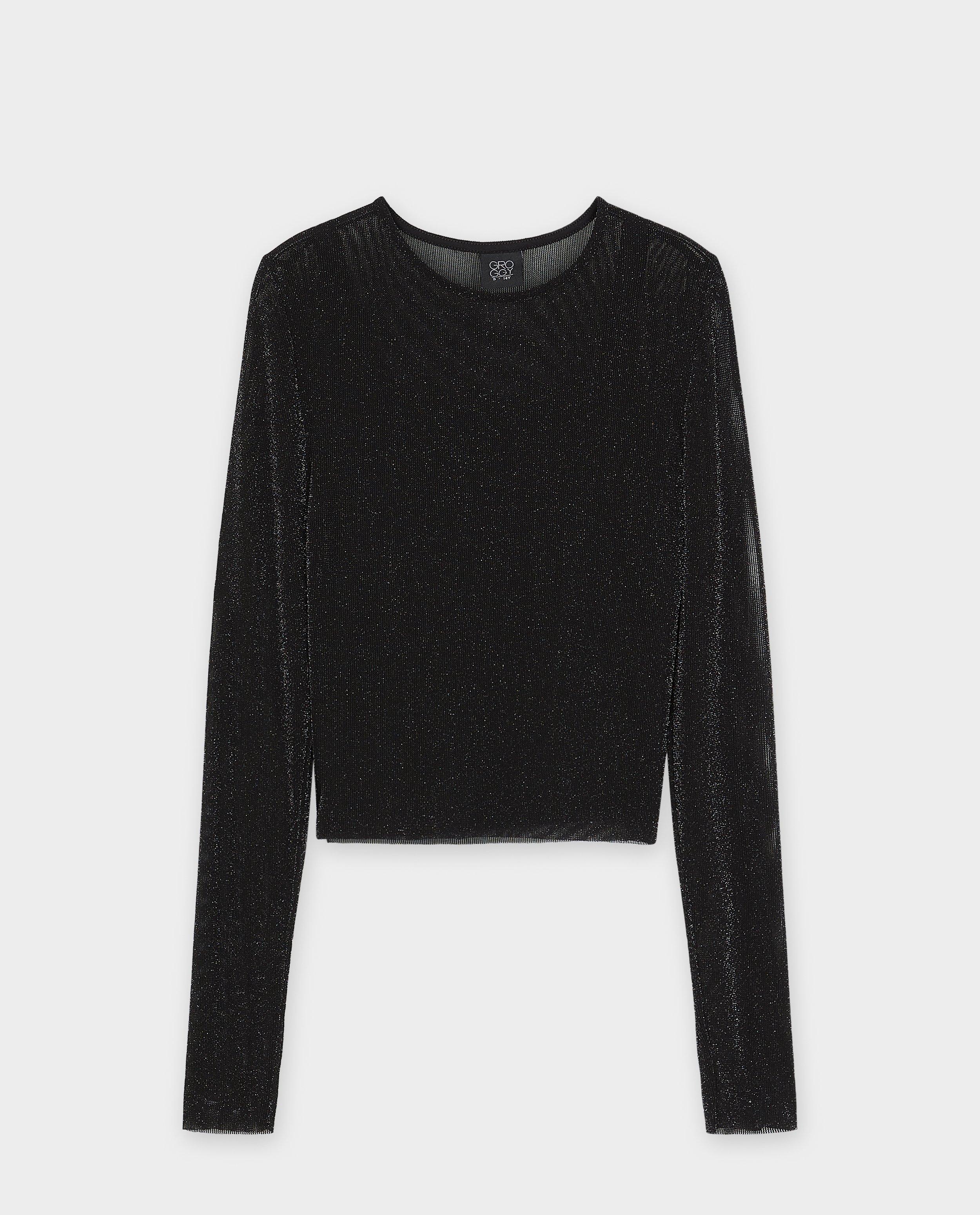 T-shirts - Mesh longsleeve met glitter