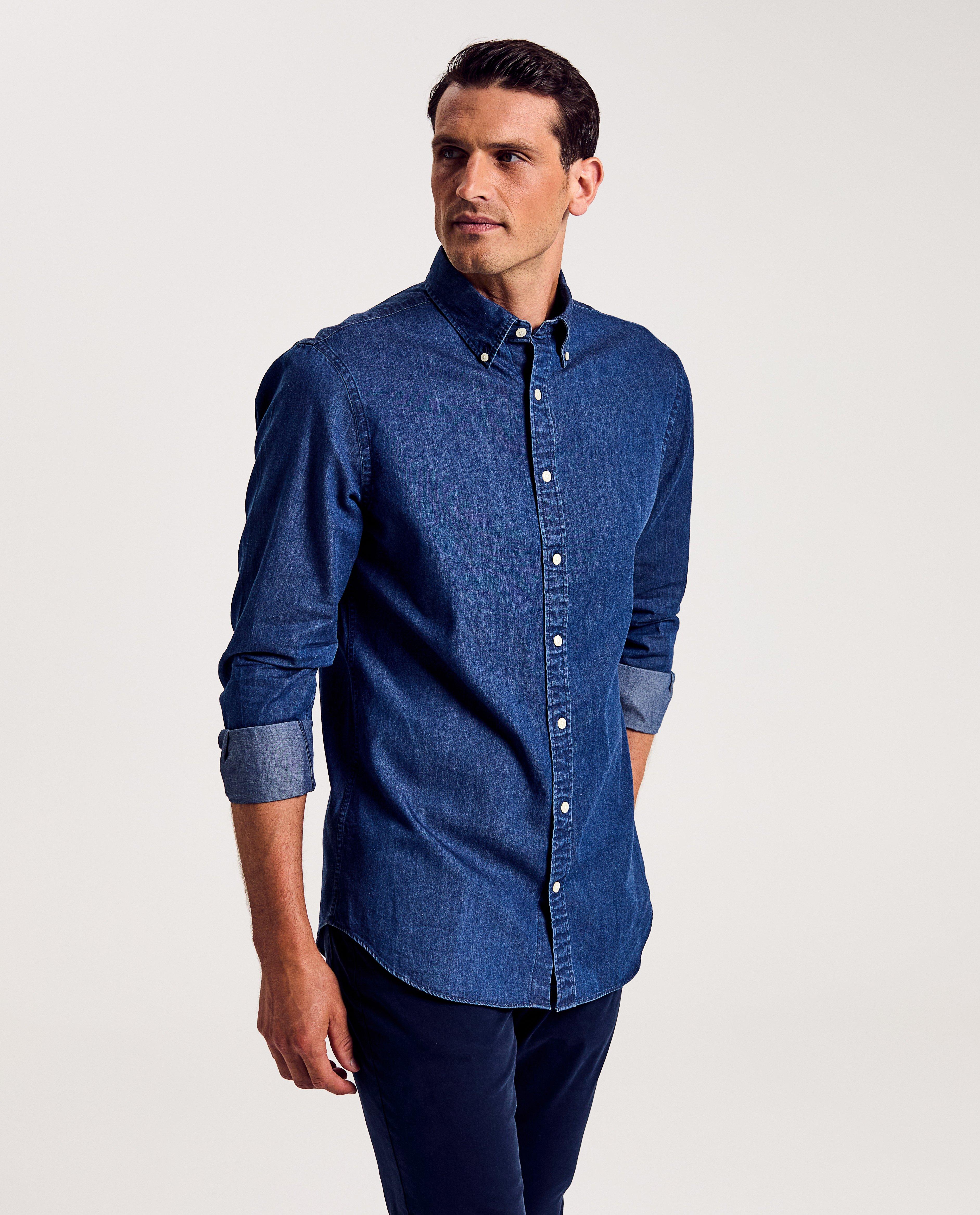 Blauw jeanshemd, regular fit - null - McGregor