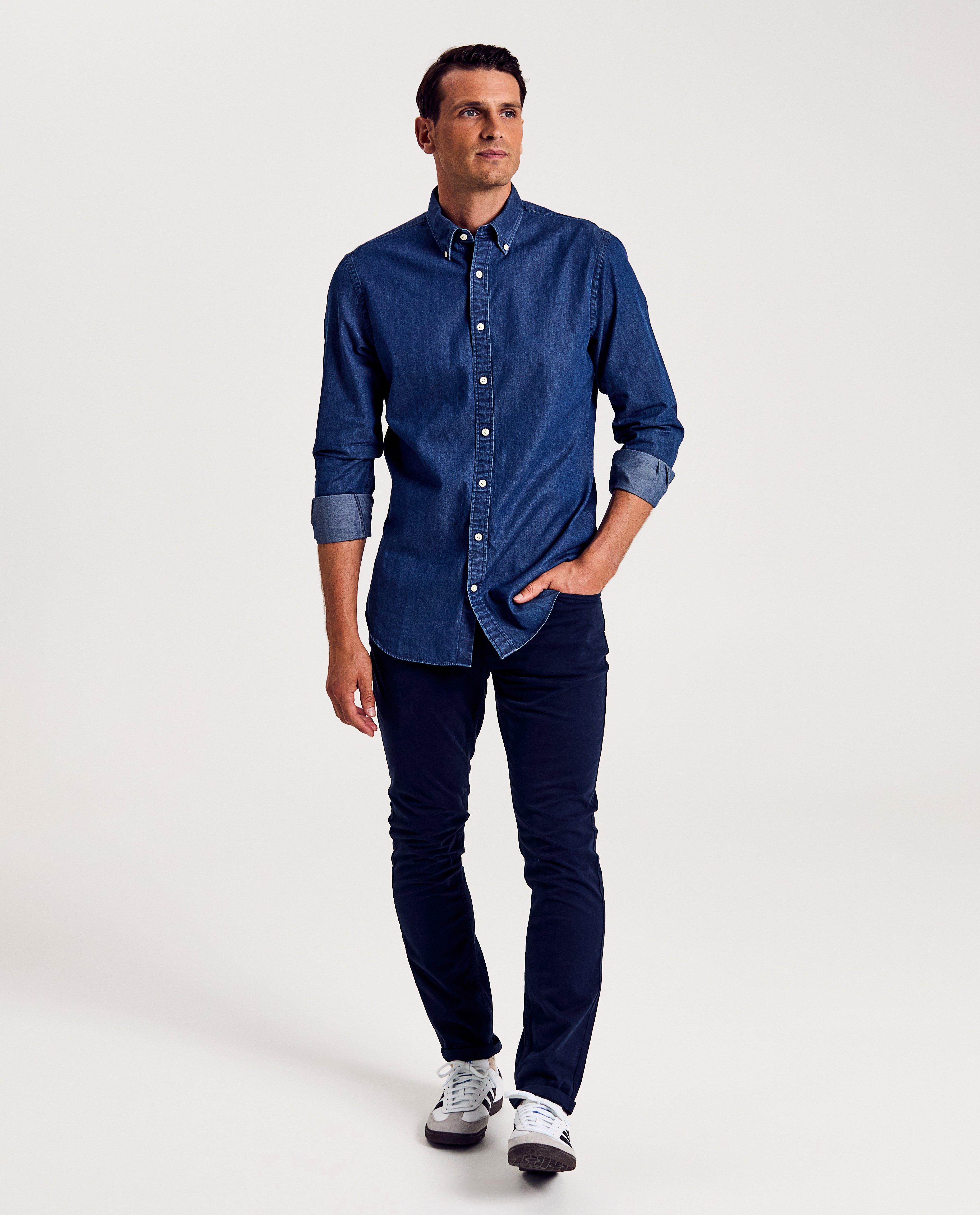 Hemden - Blauw jeanshemd, regular fit