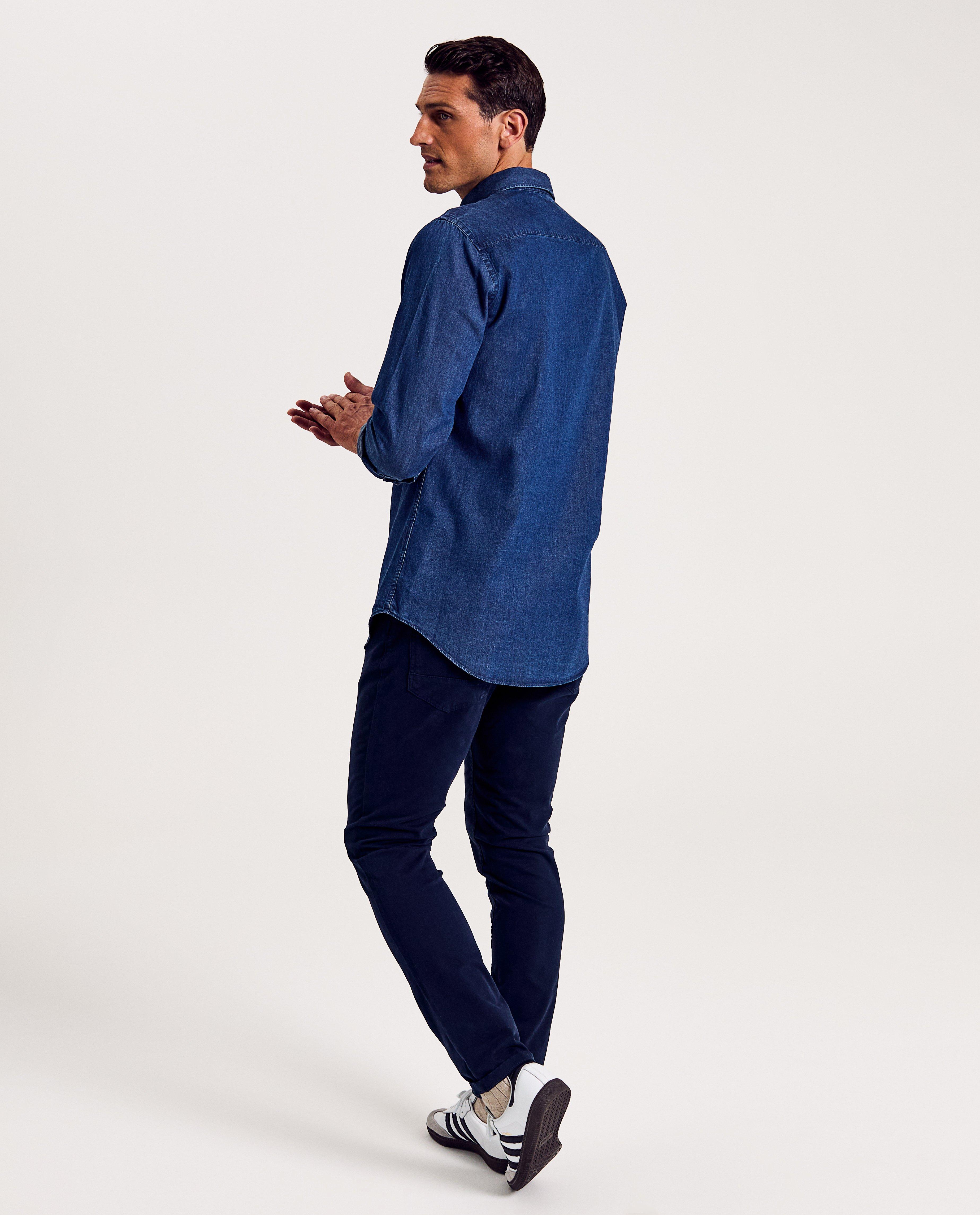 Hemden - Blauw jeanshemd, regular fit