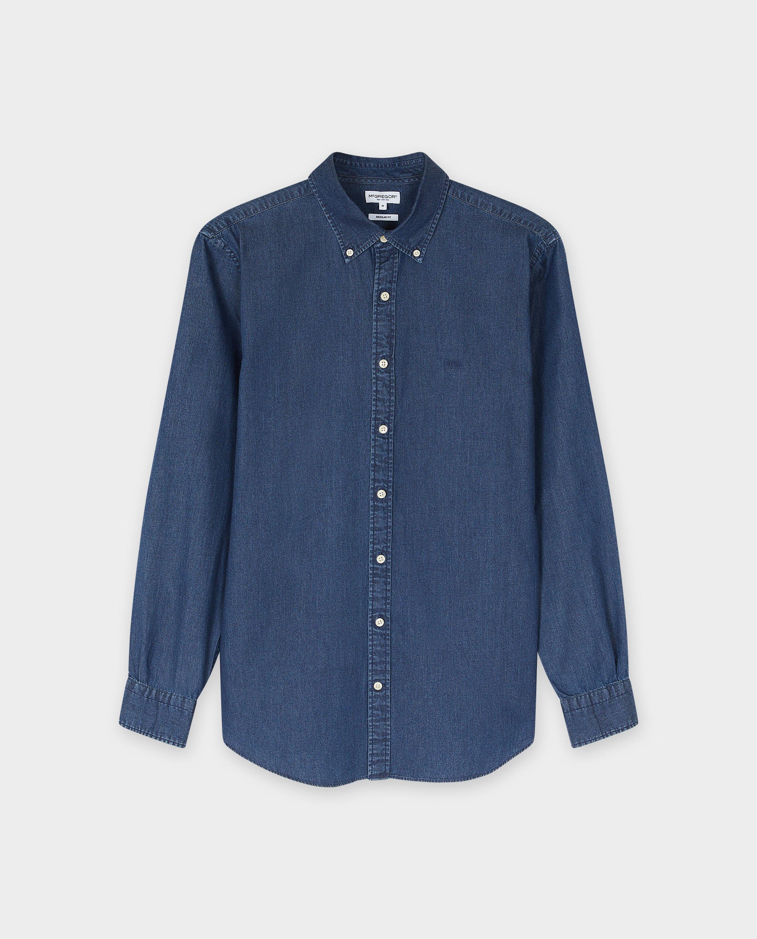 Hemden - Blauw jeanshemd, regular fit