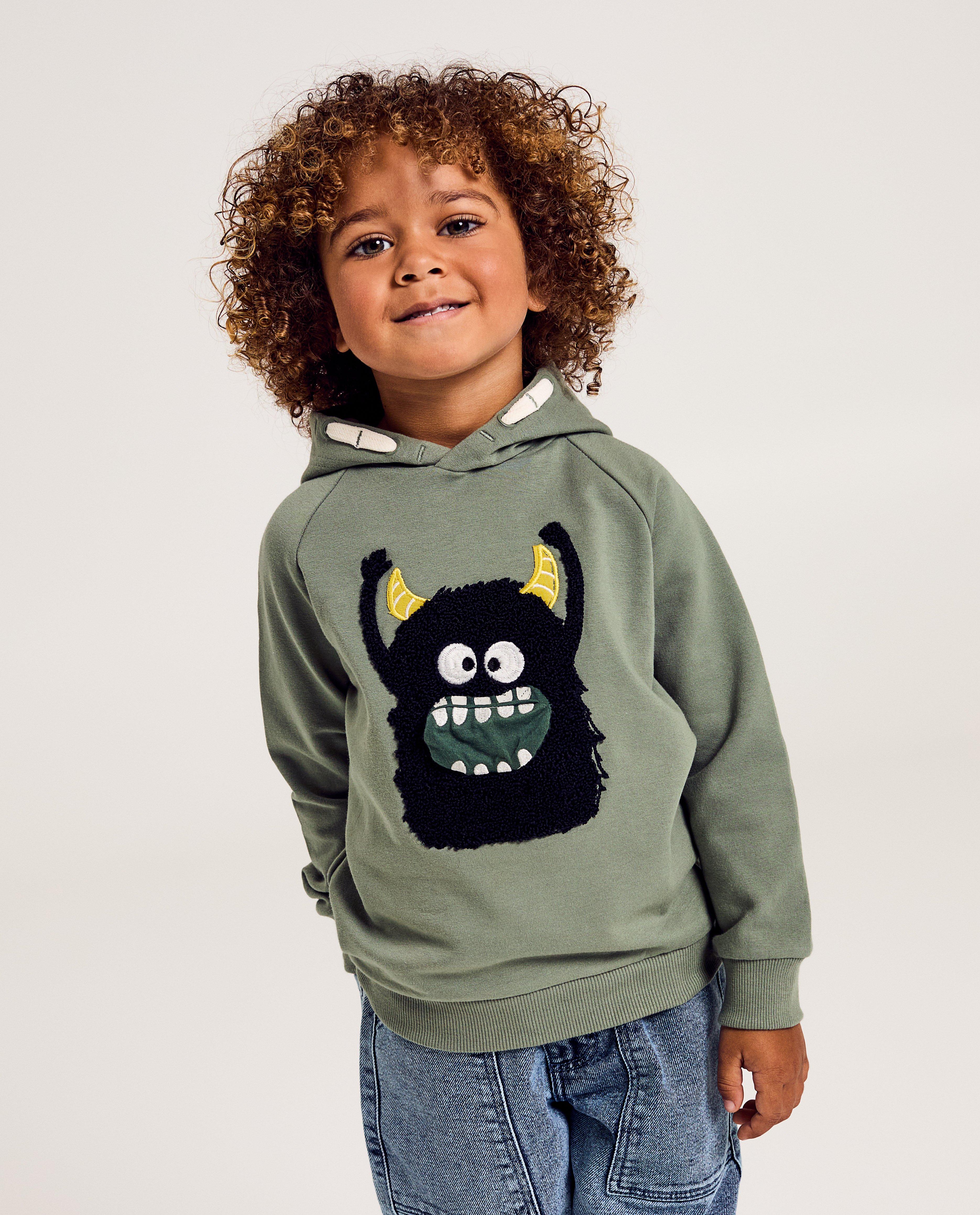 Hoodie met monstertje van bouclé - null - Minymo