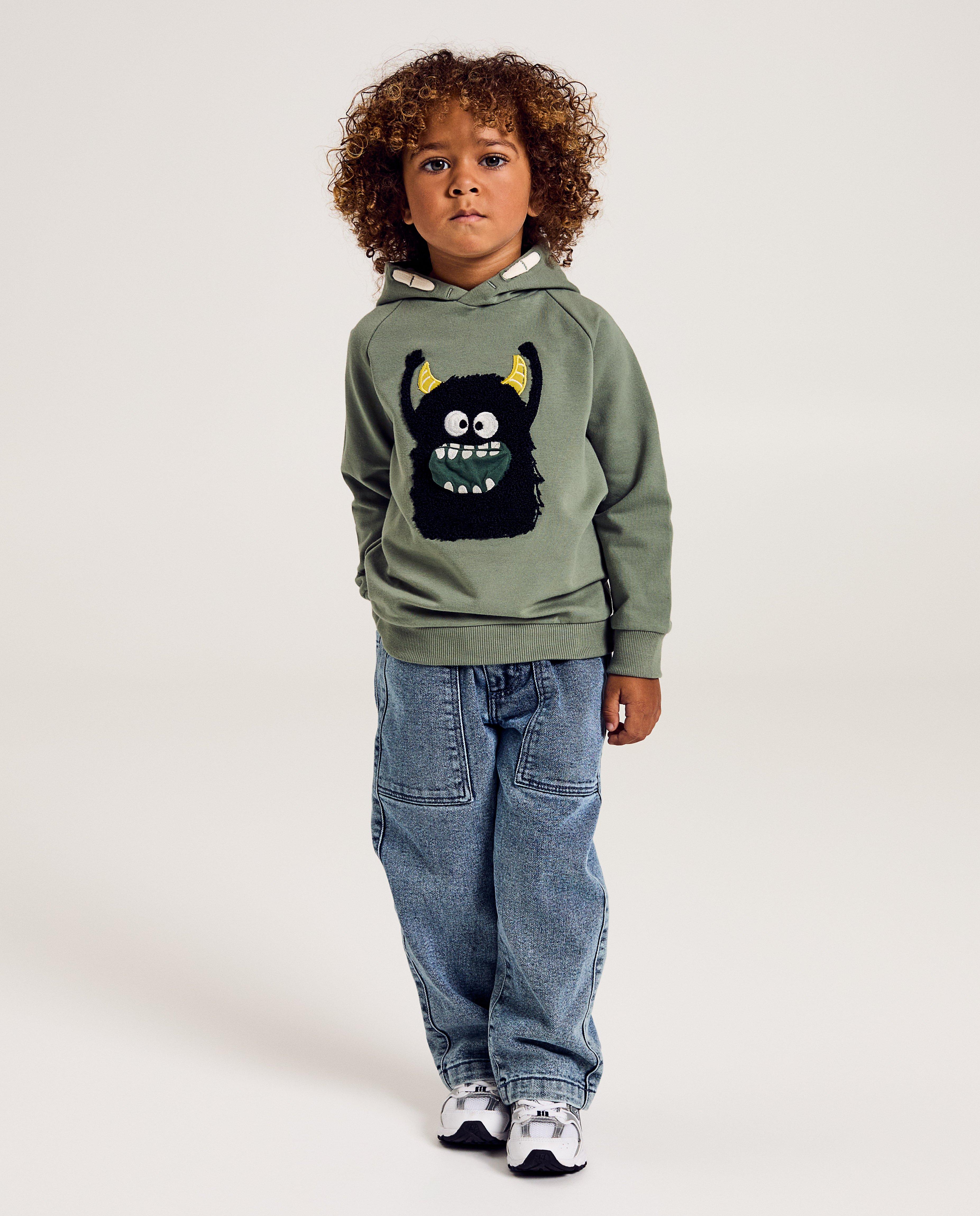 Sweaters - Hoodie met monstertje van bouclé