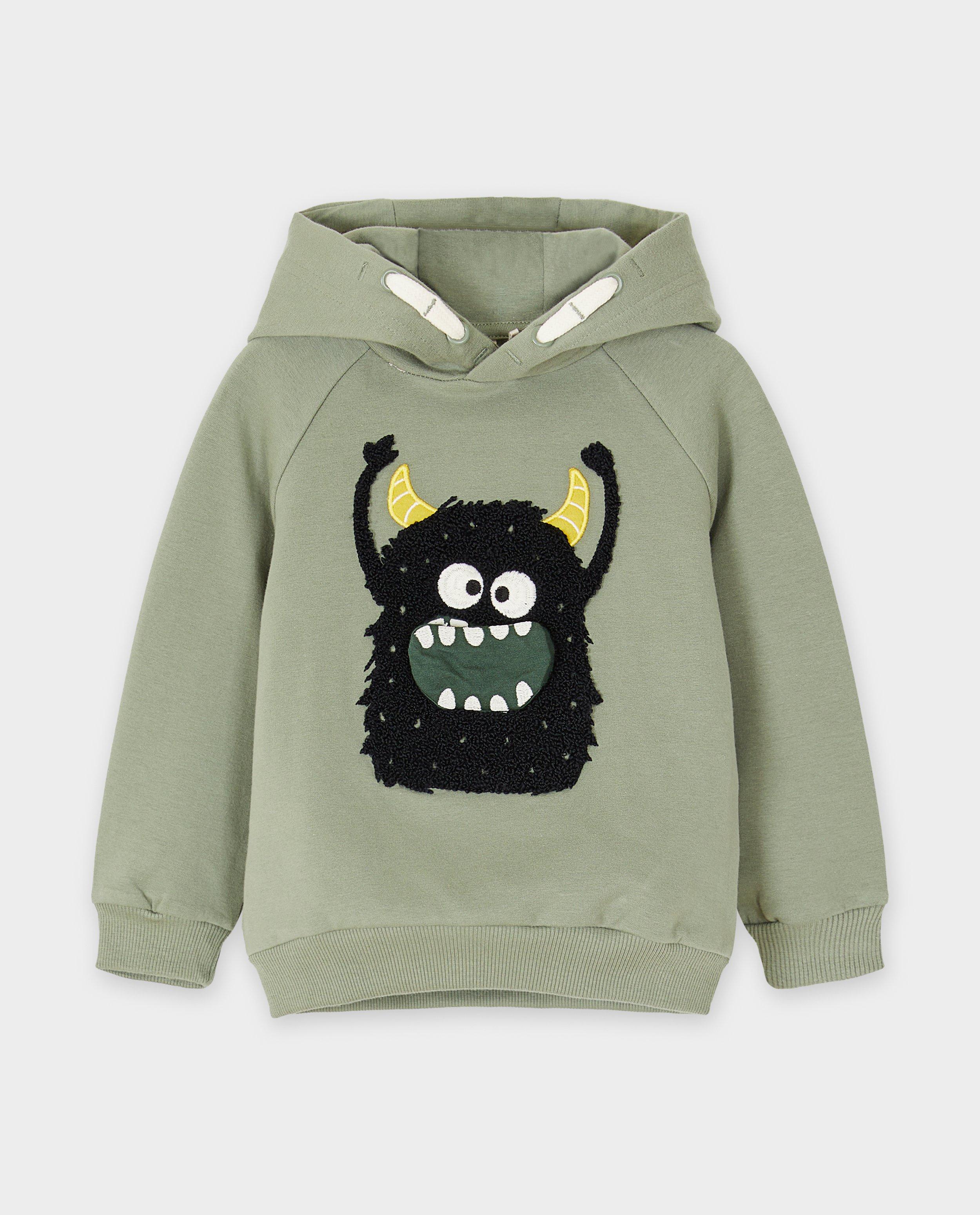 Sweaters - Hoodie met monstertje van bouclé