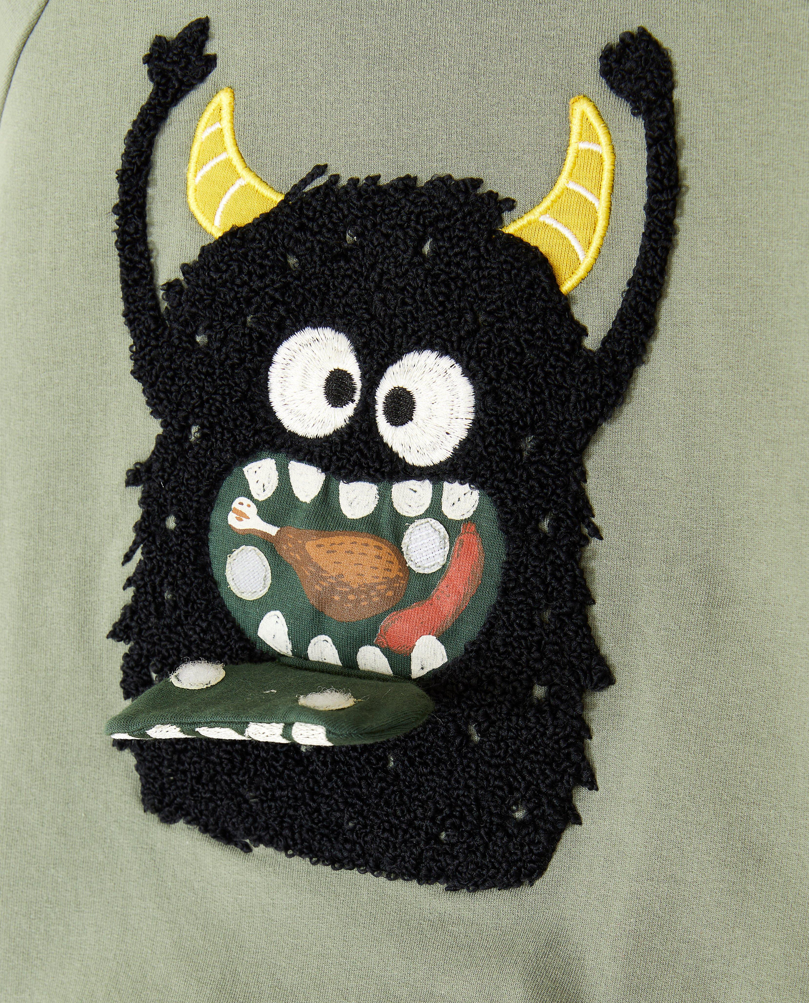 Sweaters - Hoodie met monstertje van bouclé