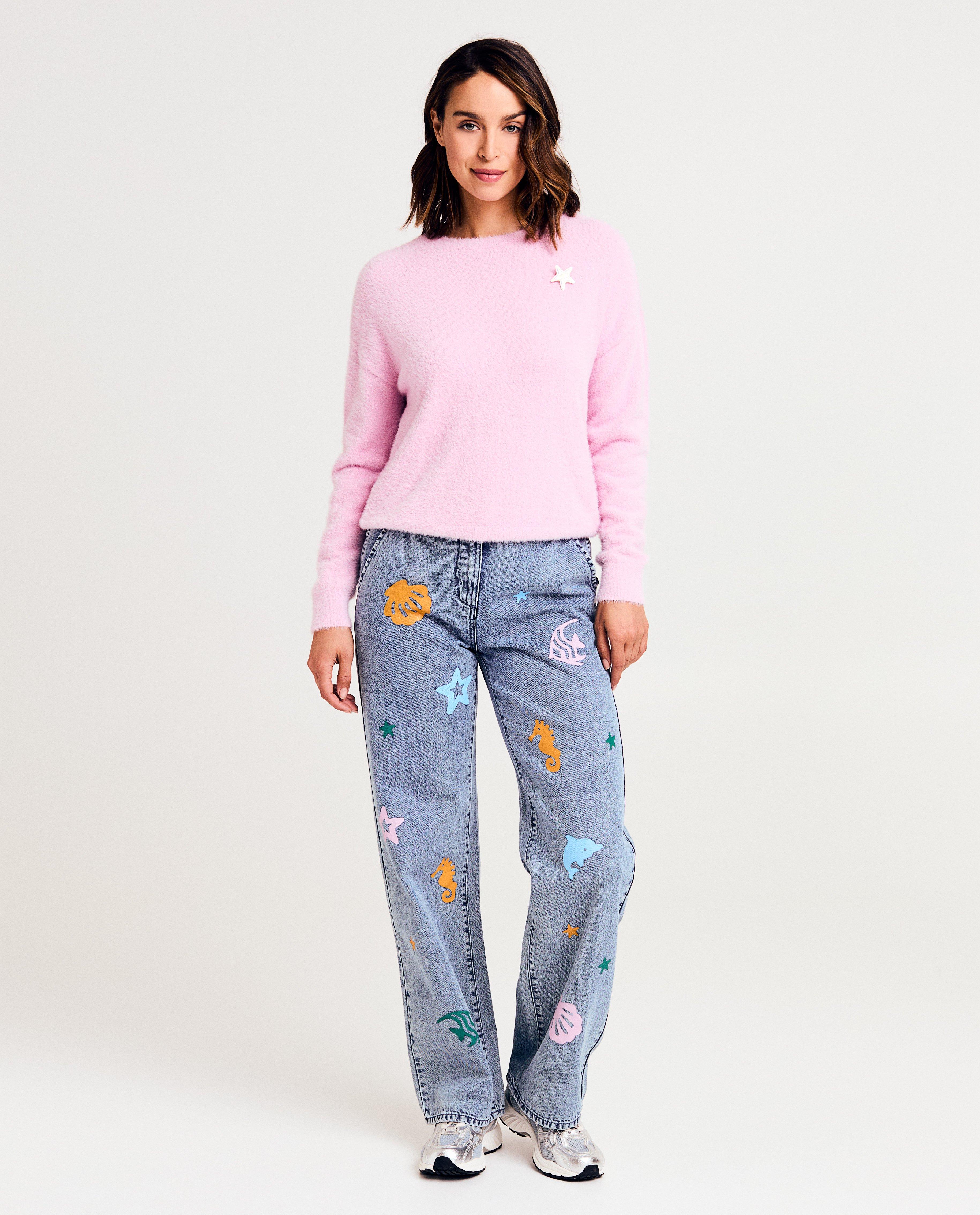 Jeans met print, straight fit, maat 34-42 - Product Detail - blauw - afbeelding nummer 1