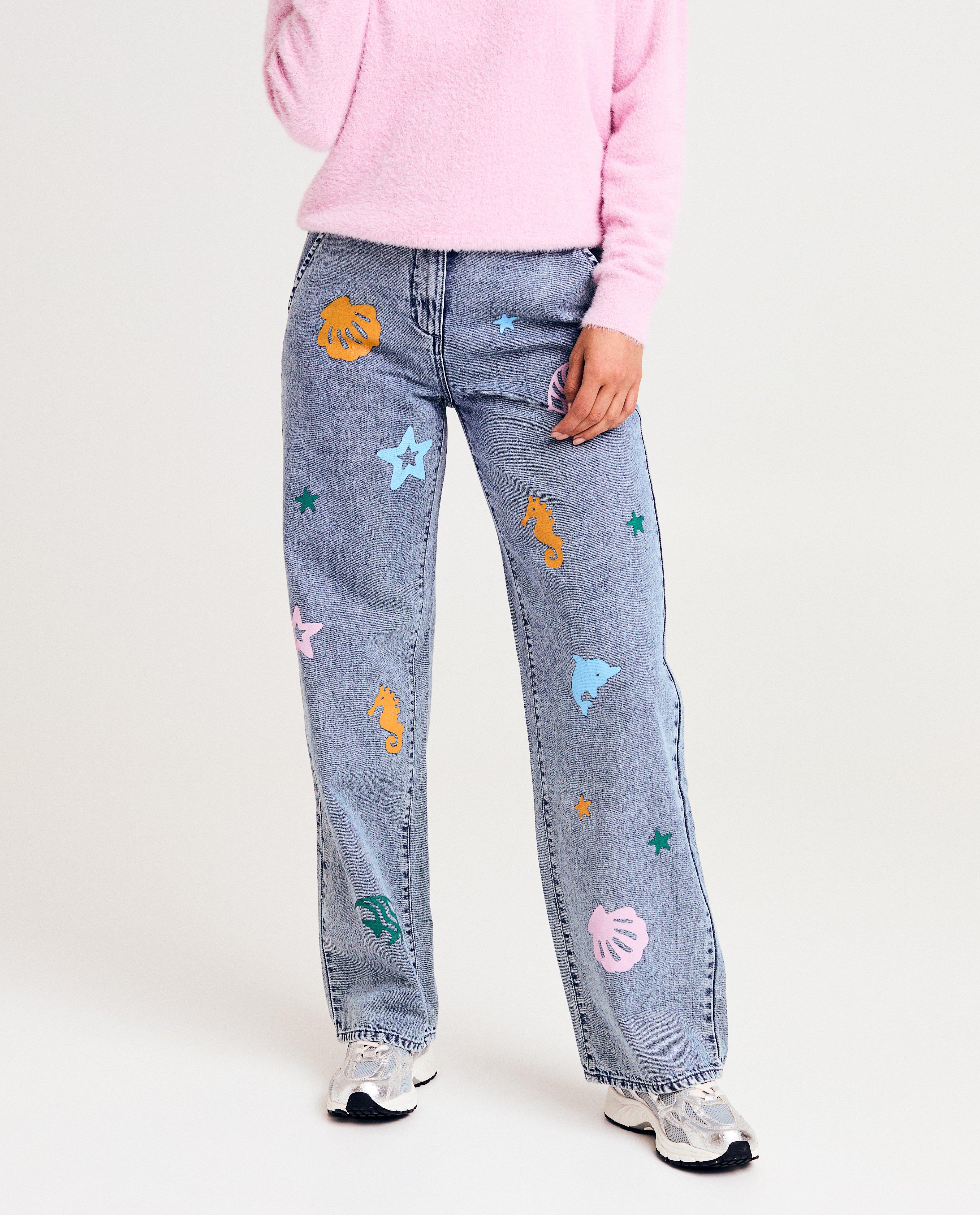 Jeans met print, straight fit, maat 34-42 - Product Detail - blauw - afbeelding nummer 3