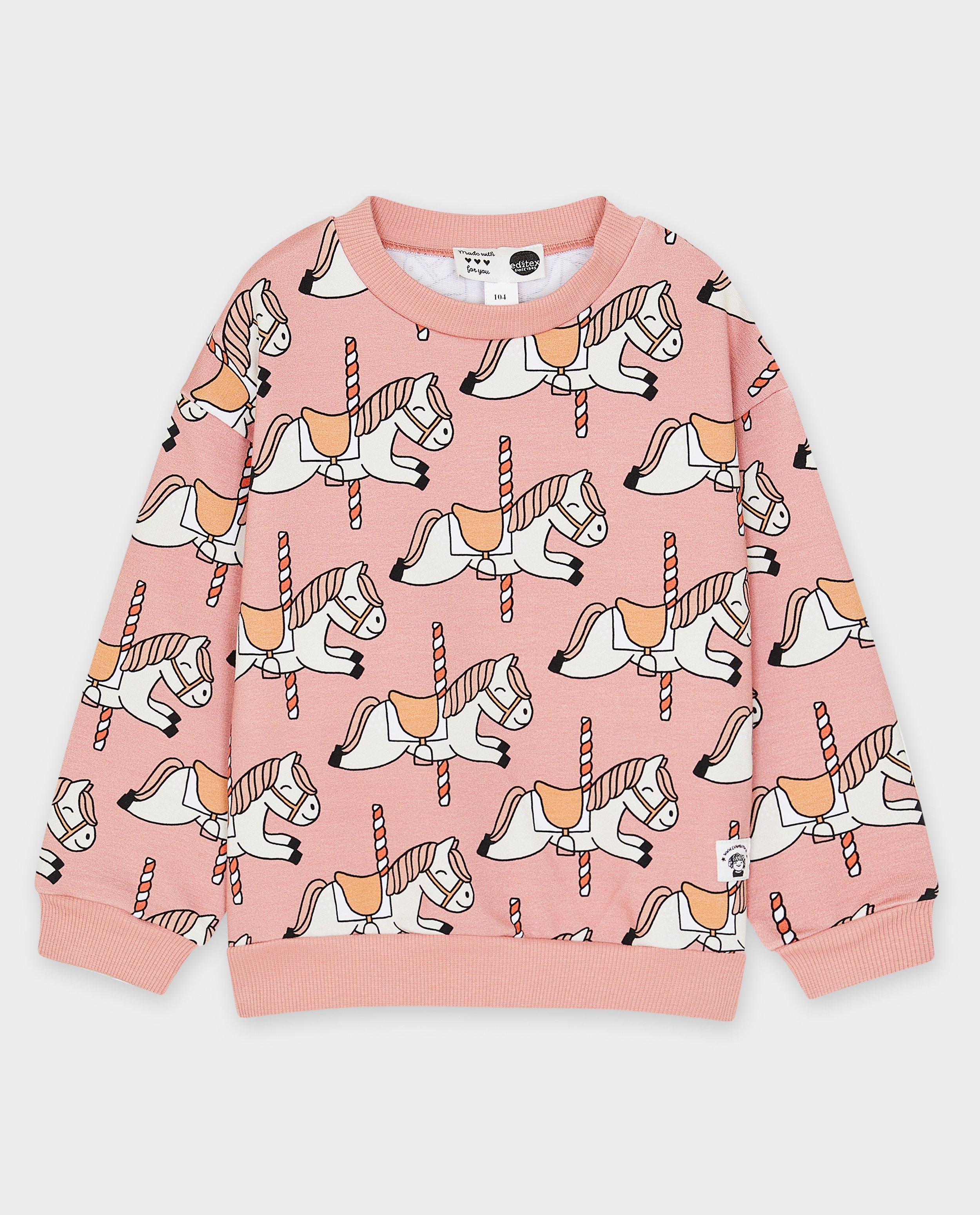 Sweat à imprimé de chevaux - Détails du produit - rose - image numéro 3