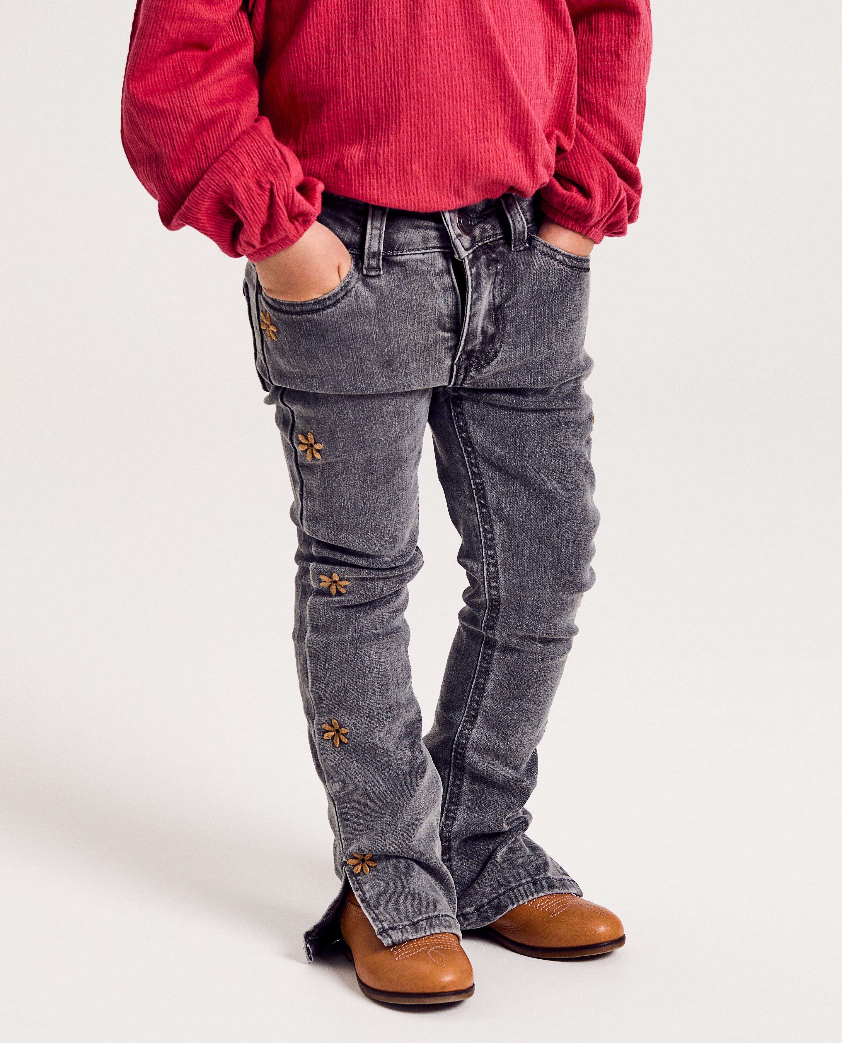 Jeans met geborduurde bloemen - Product Detail - donkergrijs - afbeelding nummer 3