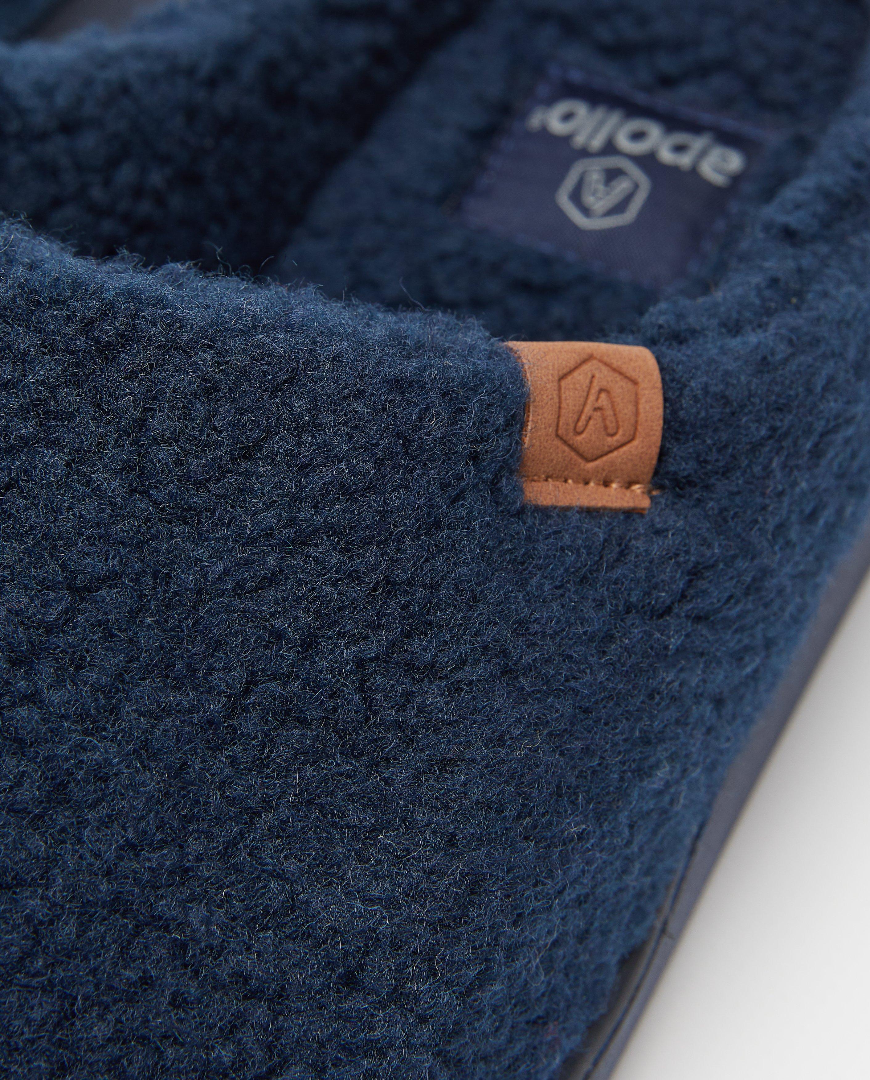 Donkerblauwe teddy pantoffels, heren - Product Detail - donkerblauw - afbeelding nummer 2