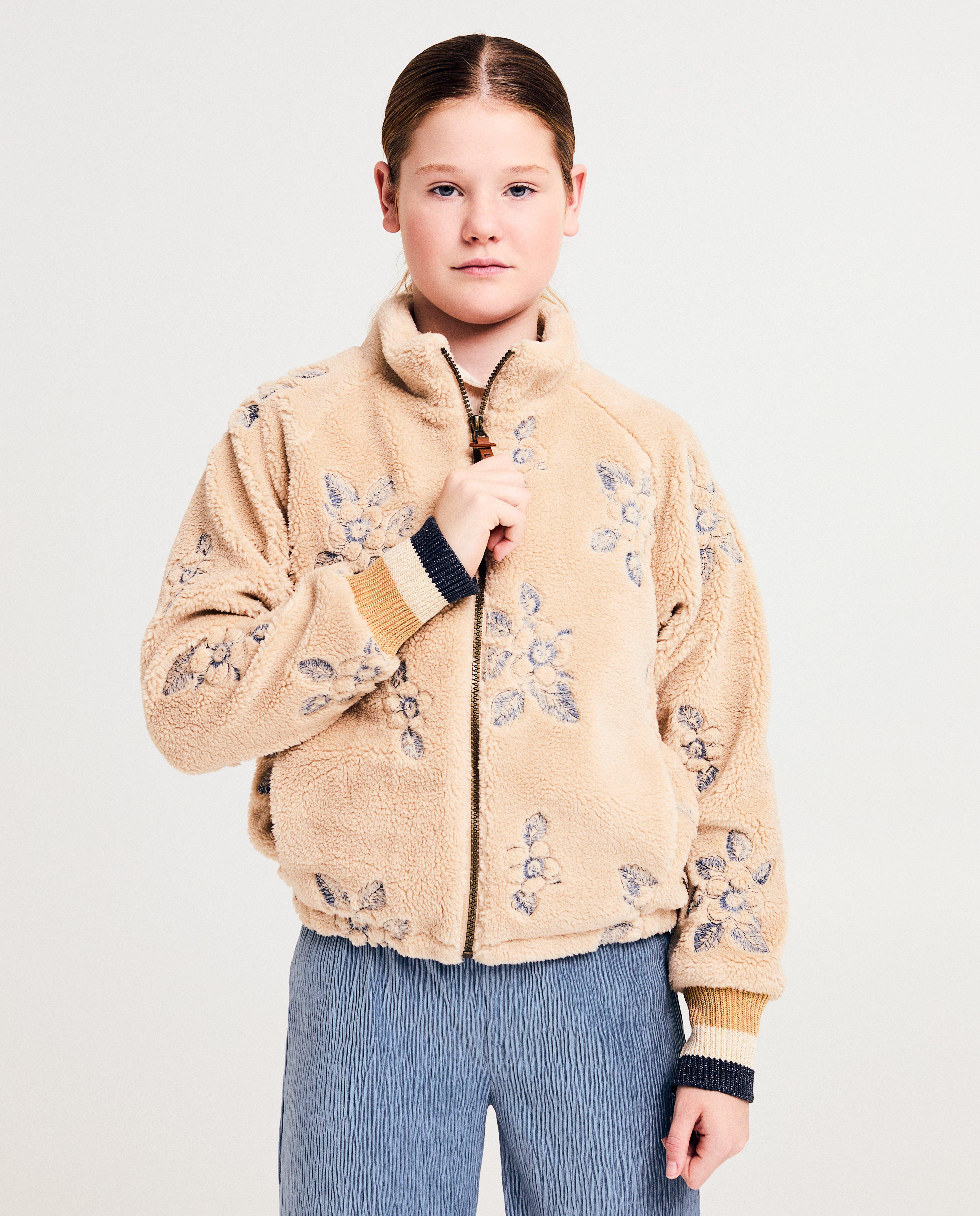 Teddy vest met geborduurde bloemen - null - Likeflo