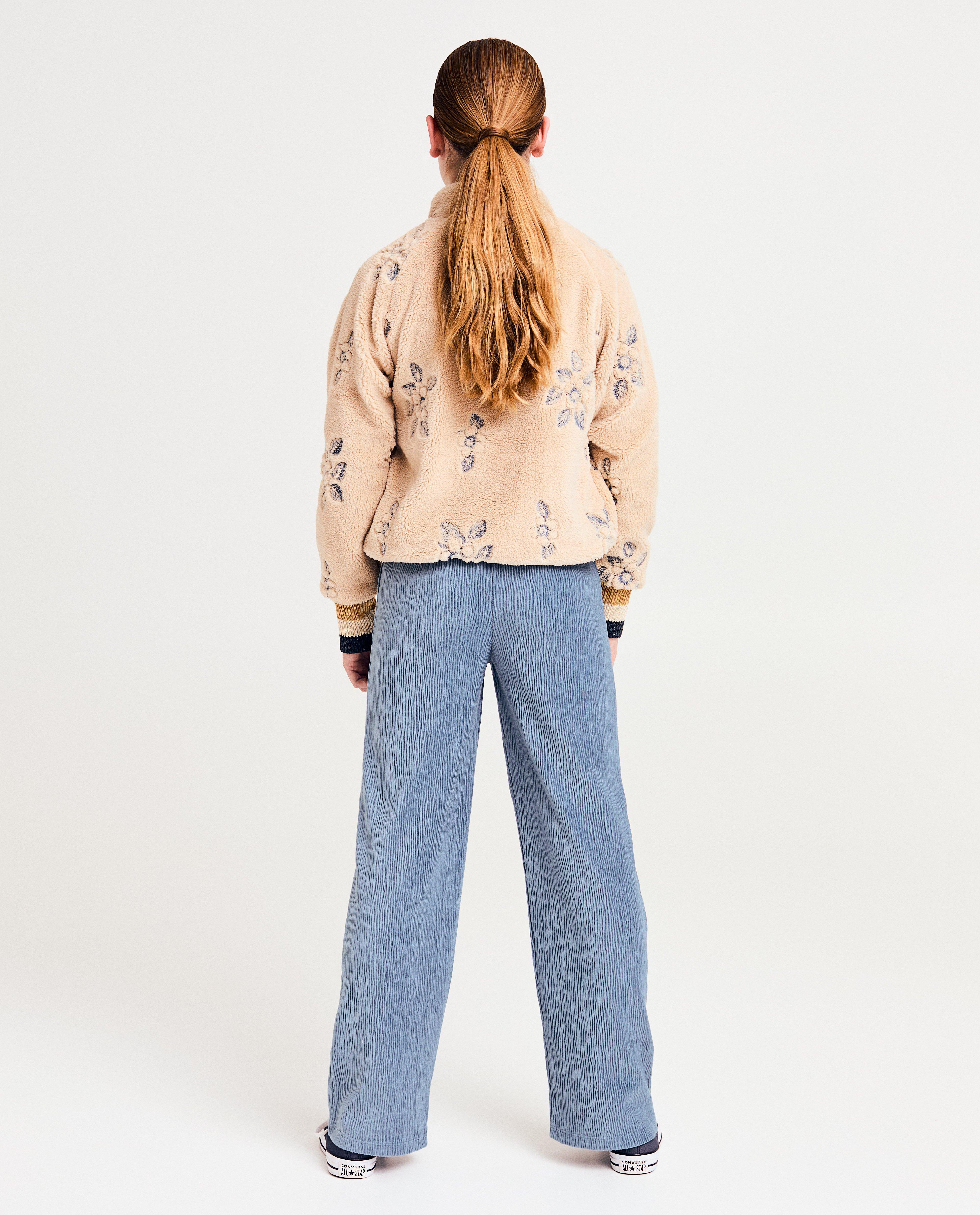 Cardigan - Teddy vest met geborduurde bloemen