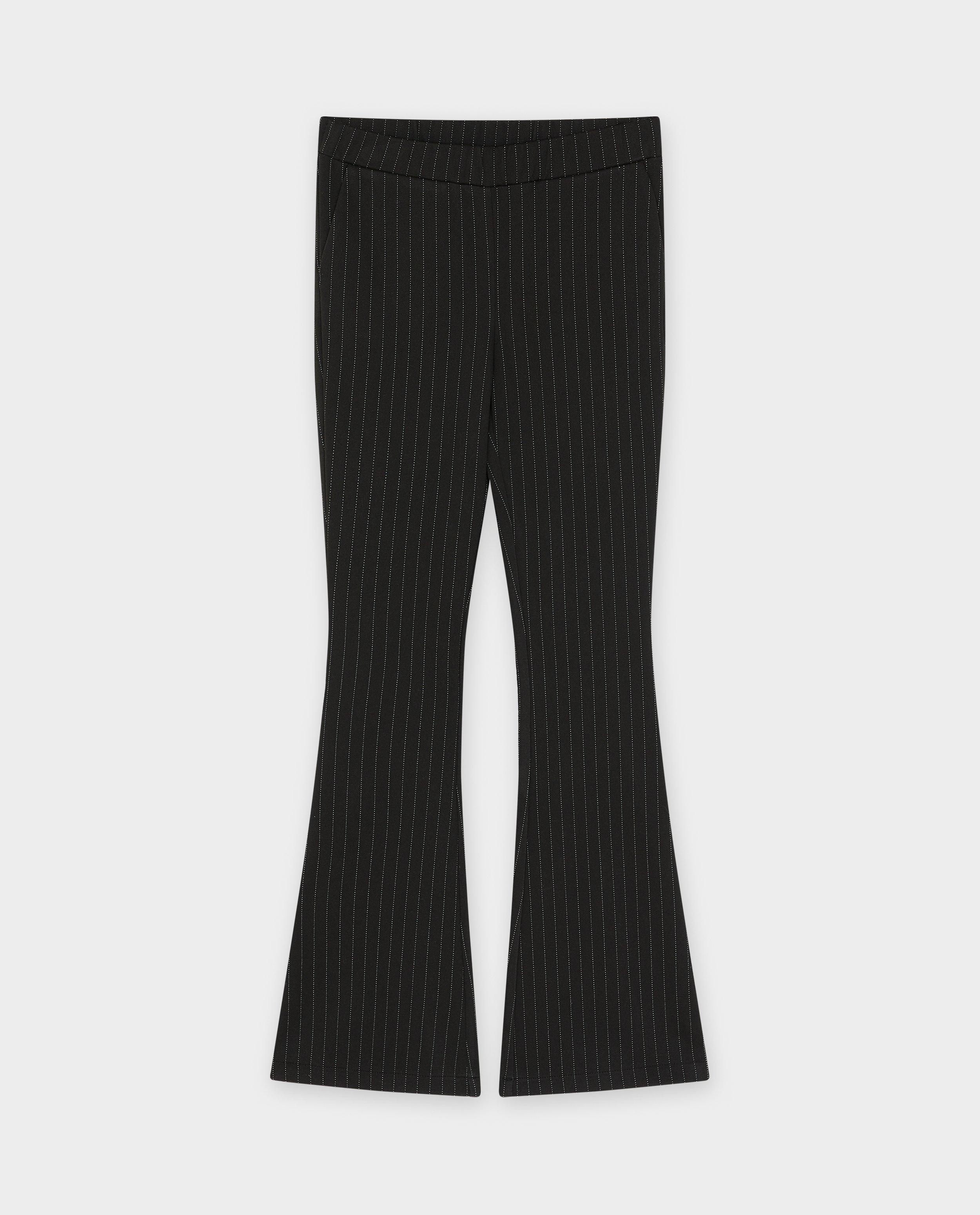 Pantalons - Pantalon noir à fines rayures, à pattes d’éléphant