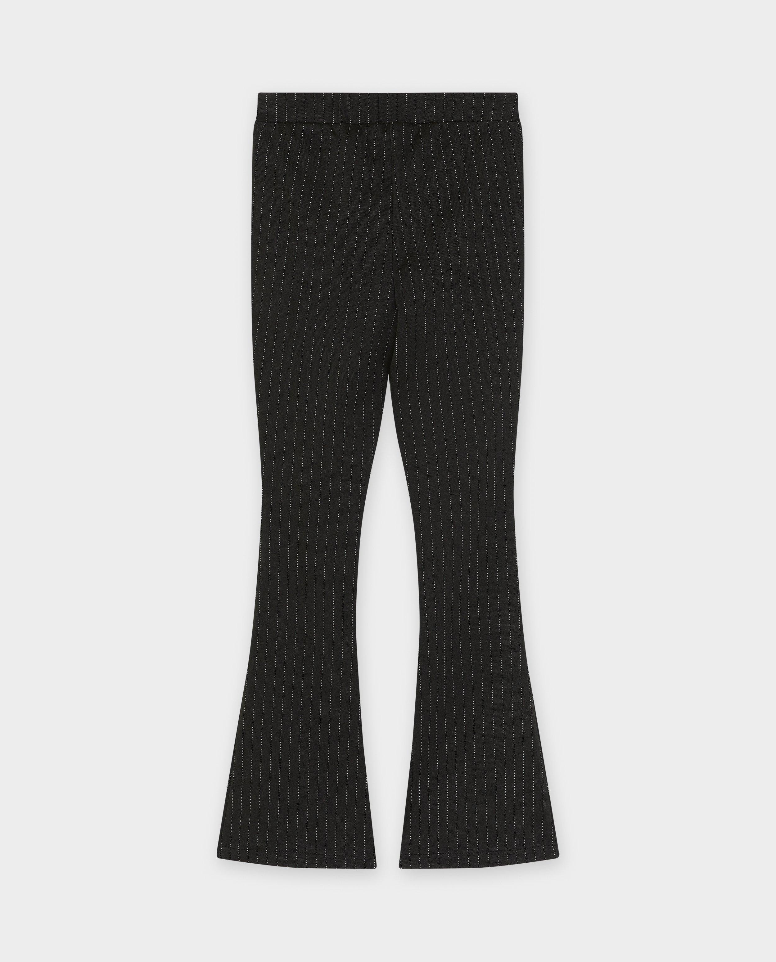 Pantalons - Pantalon noir à fines rayures, à pattes d’éléphant