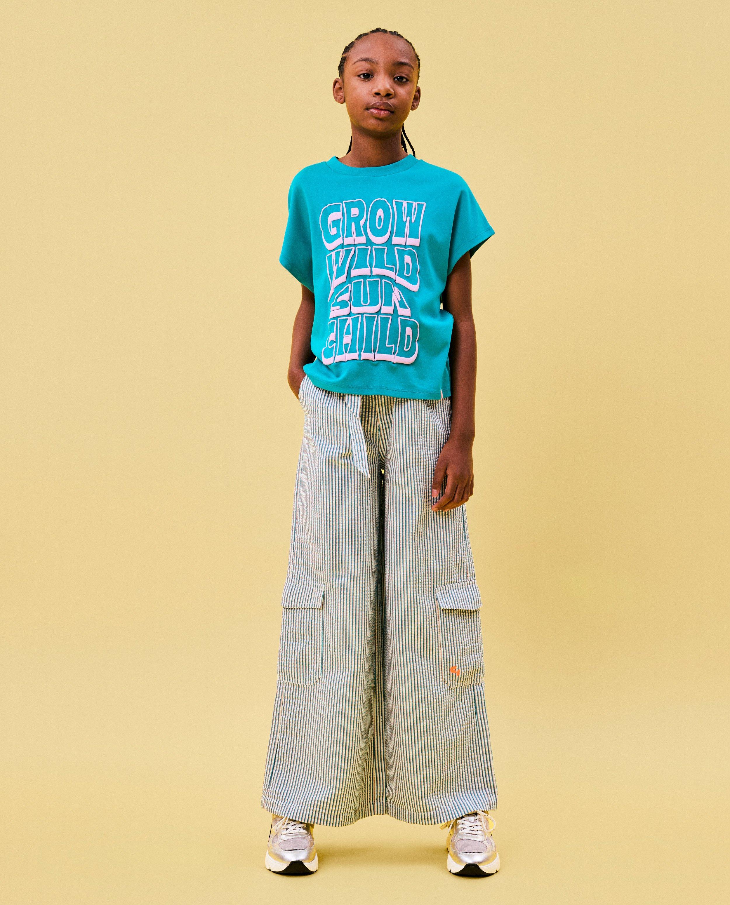 Broek met strepen, wide leg fit - null - CKS