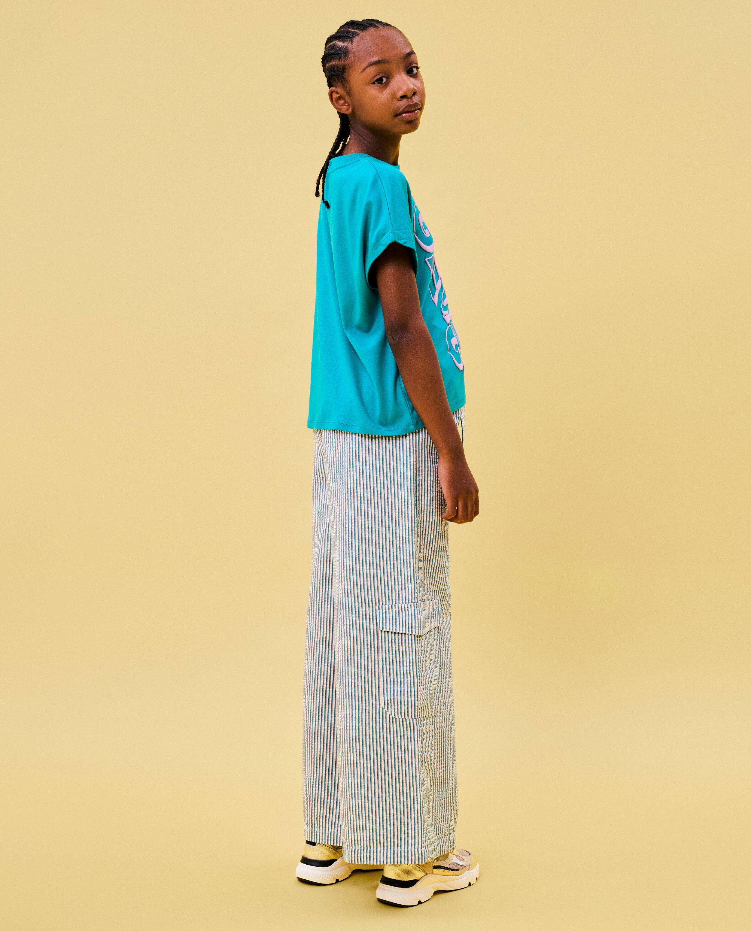 Broeken - Broek met strepen, wide leg fit
