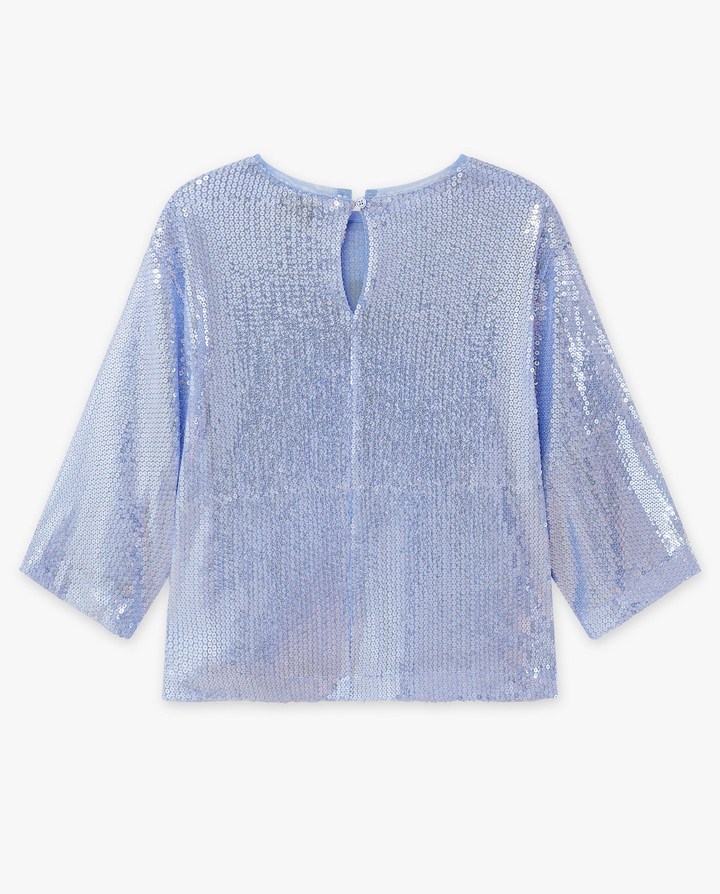Hemden - Lichtblauwe blouse met pailletjes