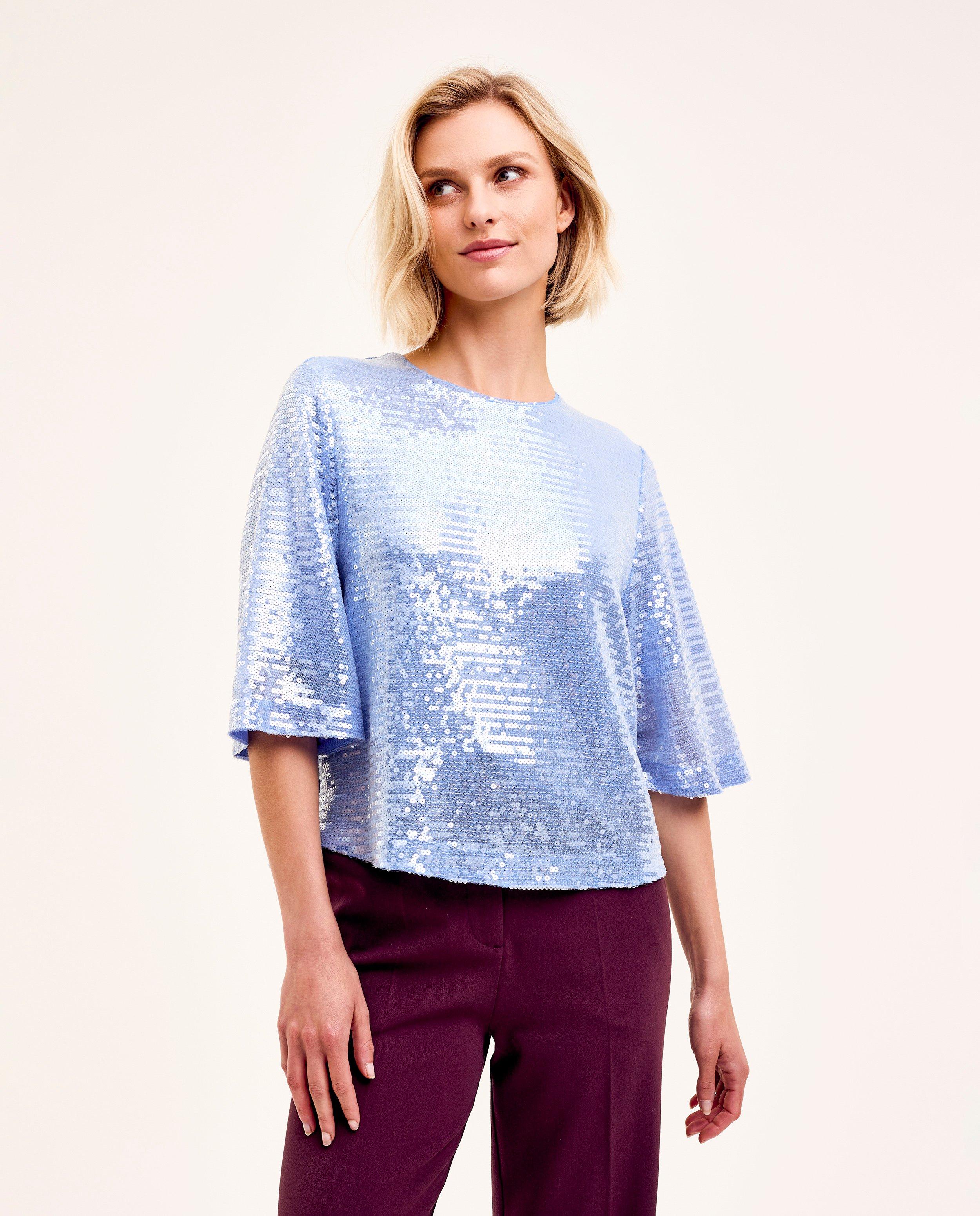 Lichtblauwe blouse met pailletjes - null - CKS Dames