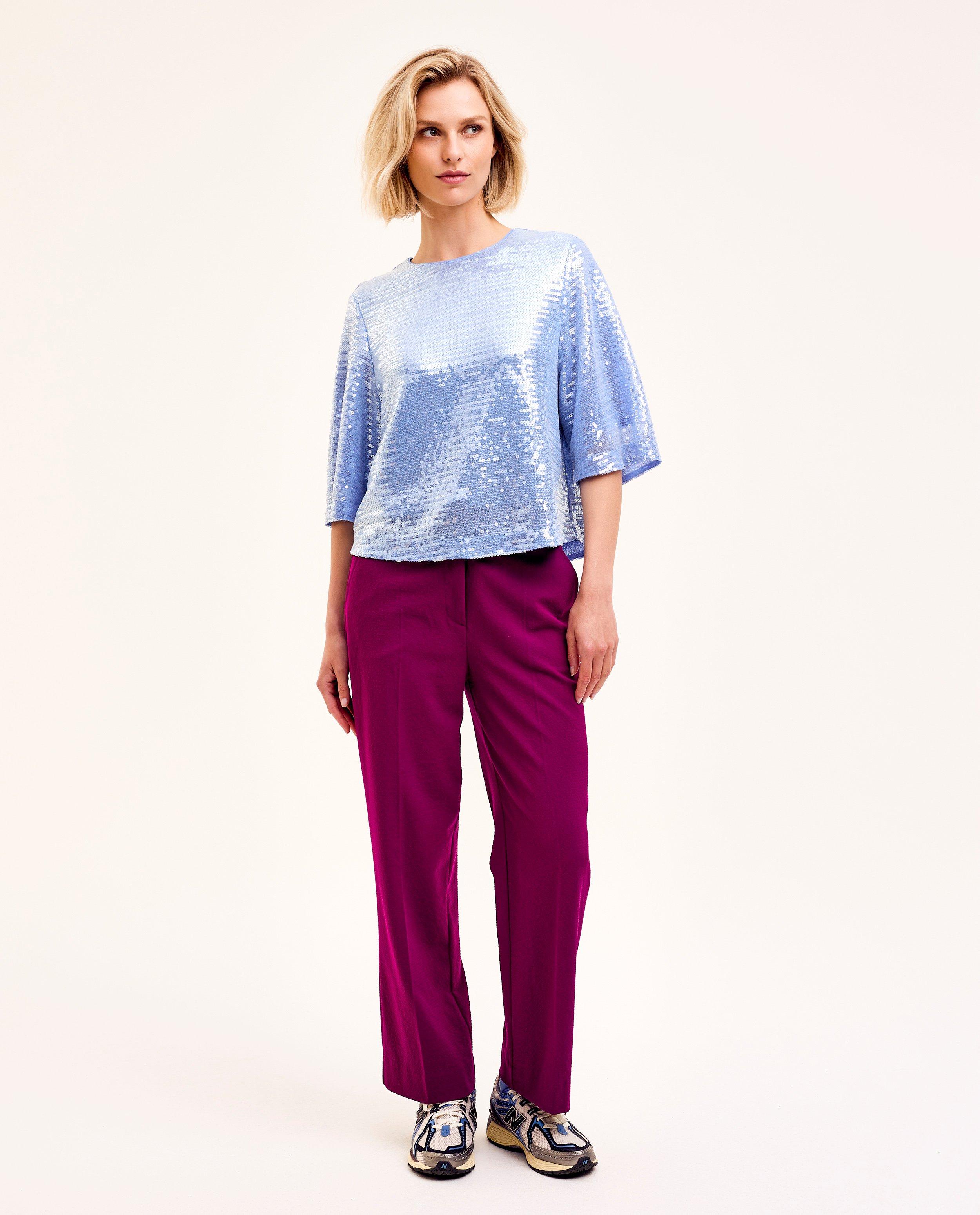 Paarse geklede broek - null - CKS Dames