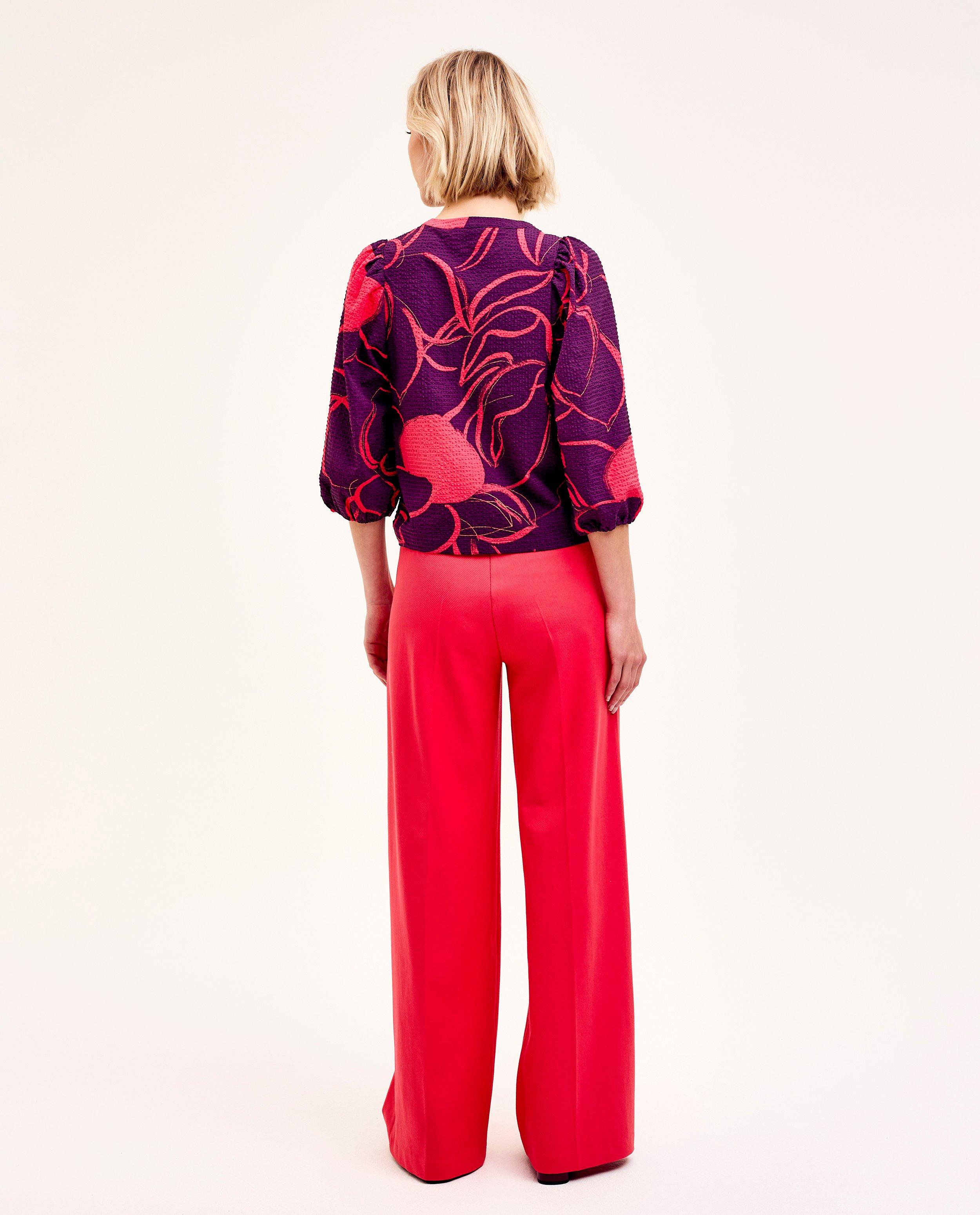 Broeken - Roze broek, wide fit