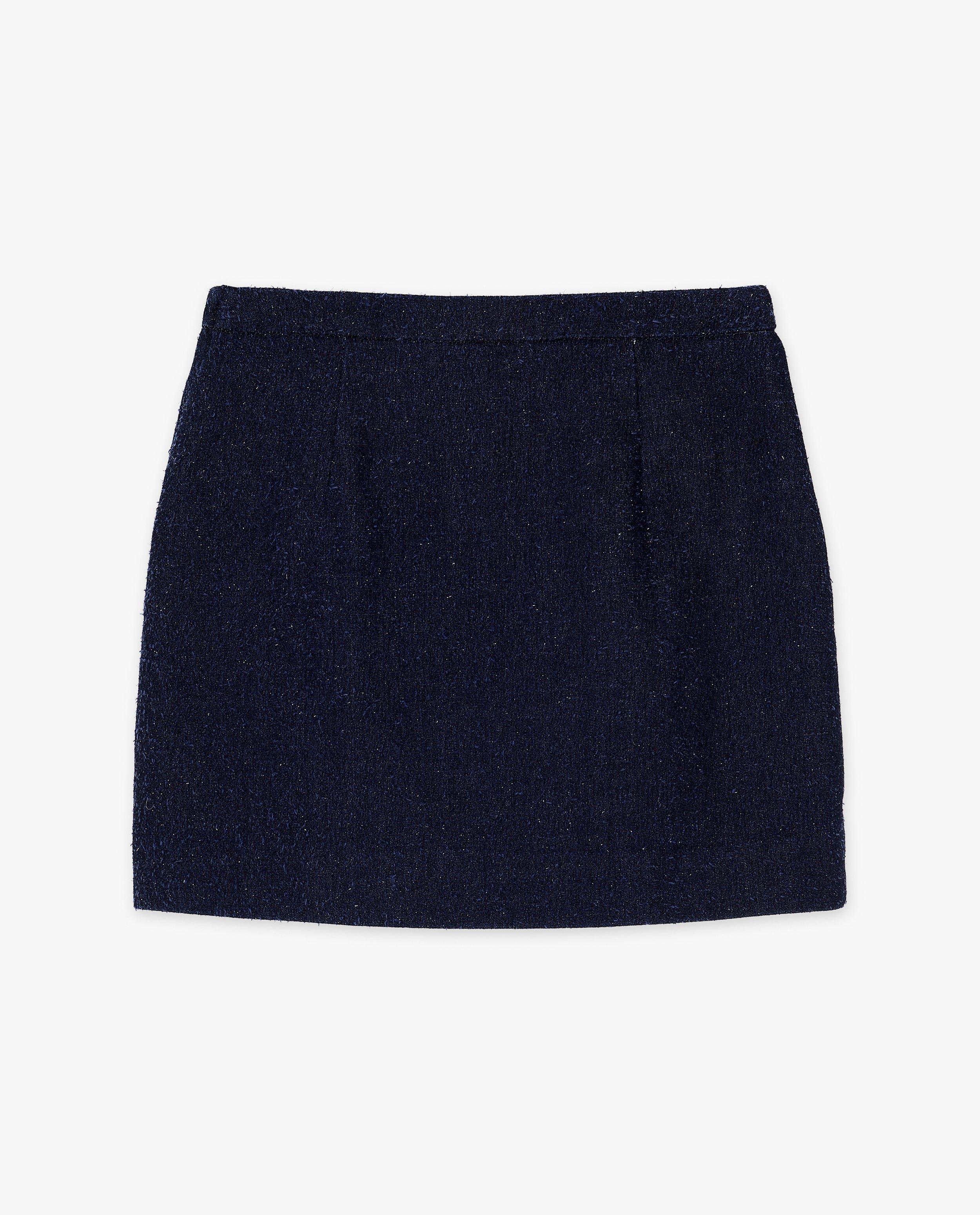 Rokken - Donkerblauwe tweed rok