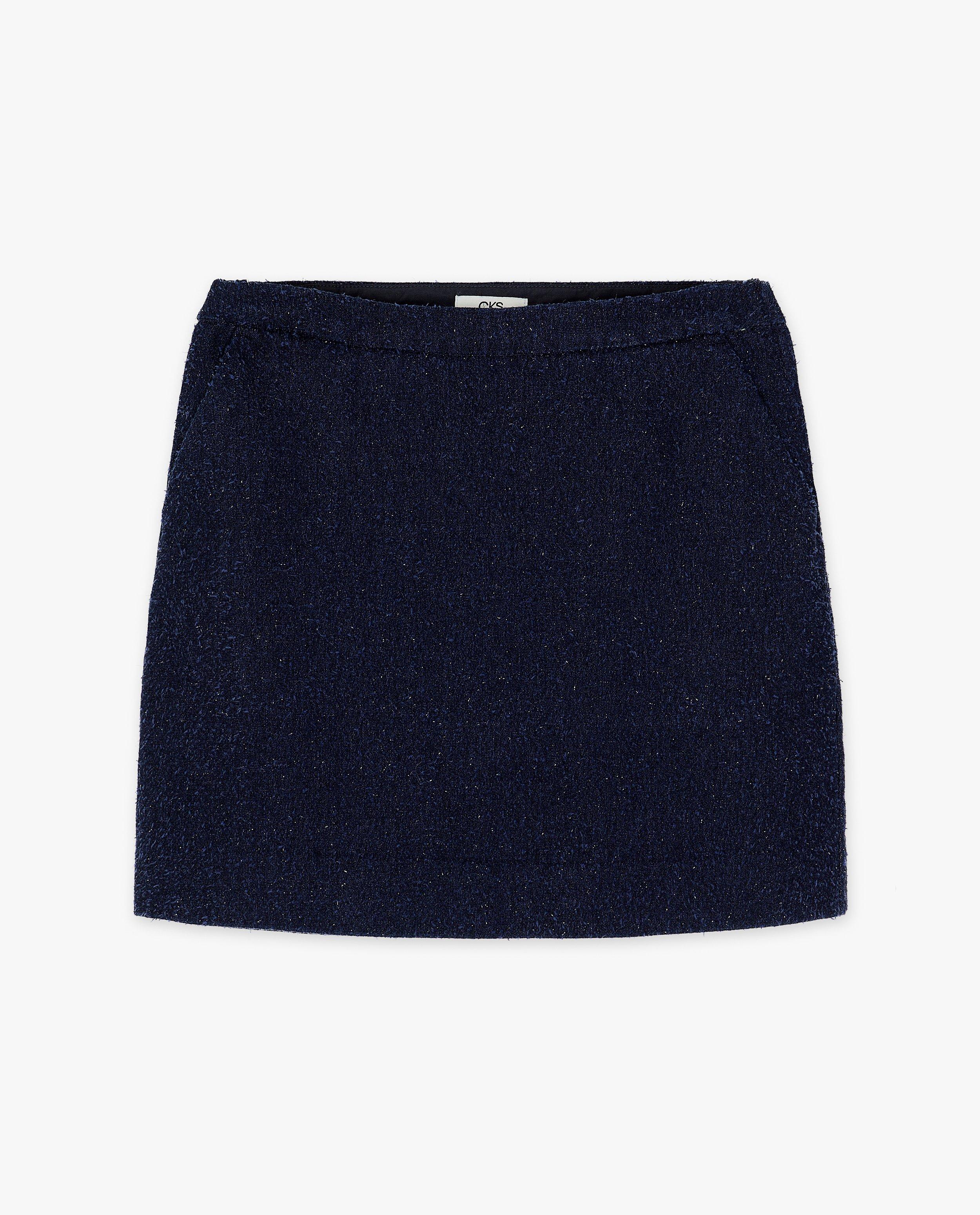 Rokken - Donkerblauwe tweed rok