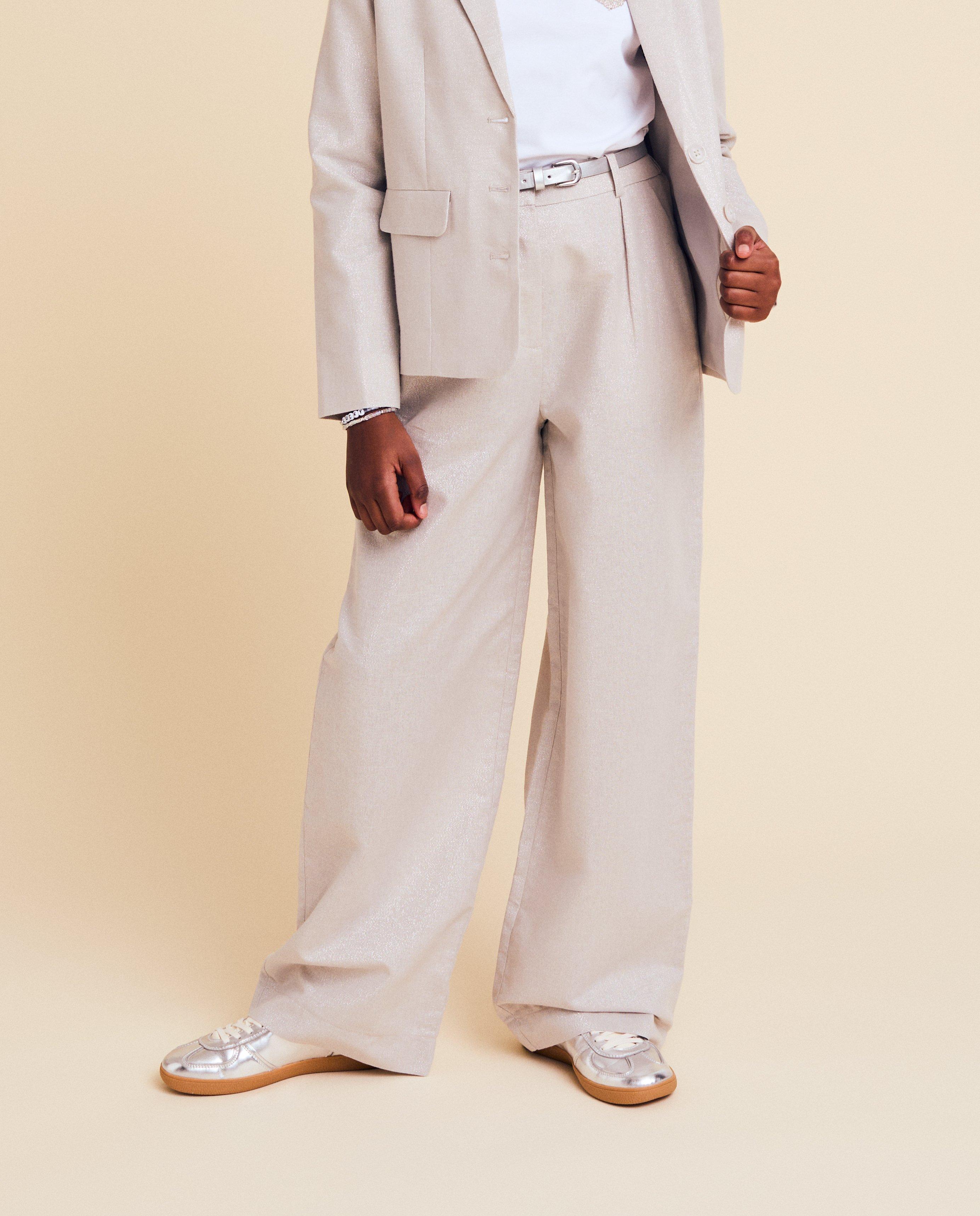 Broeken - Broek met linnen, wide fit, Special occasions