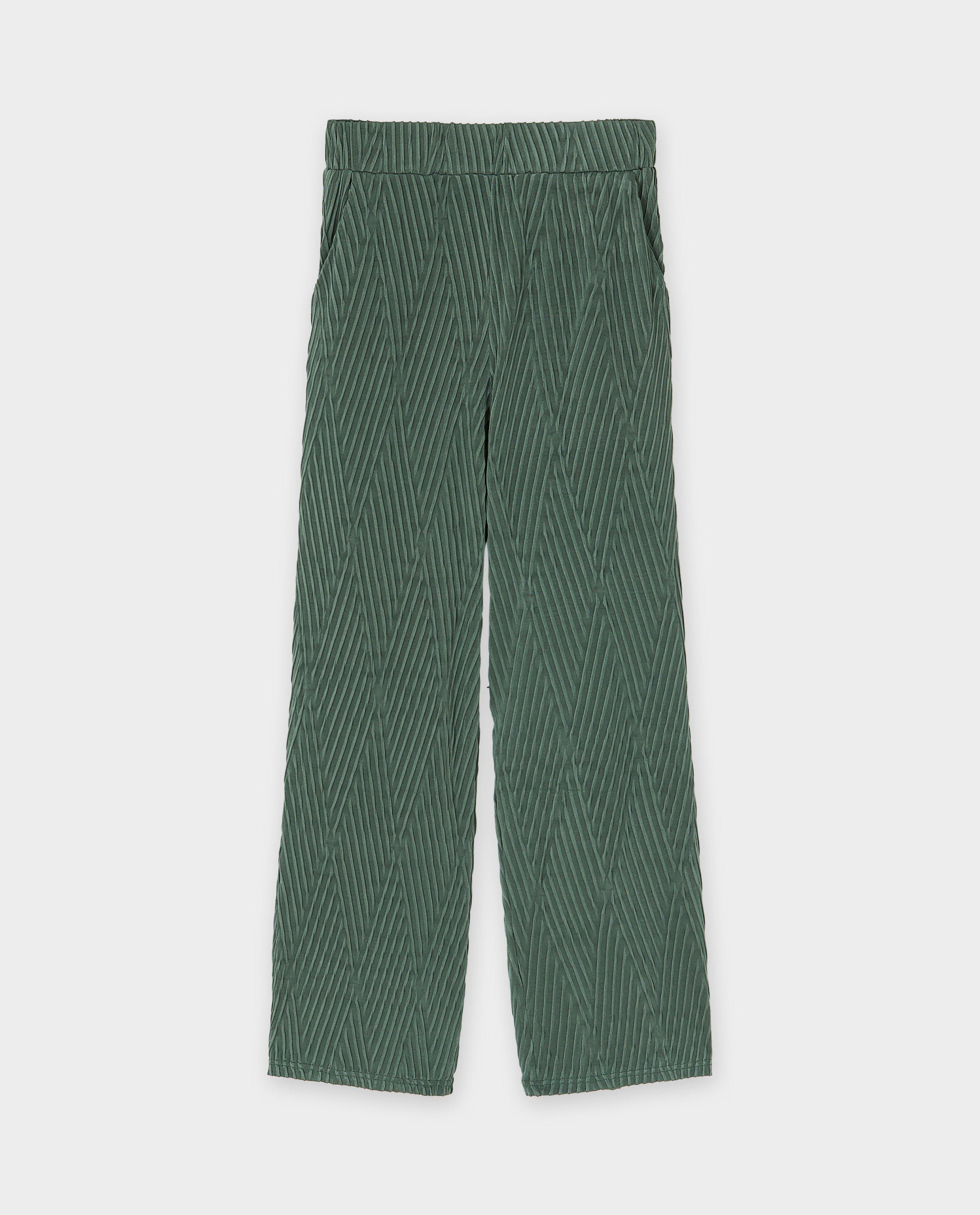 Groene broek met structuur - Product Detail - khaki - afbeelding nummer 2