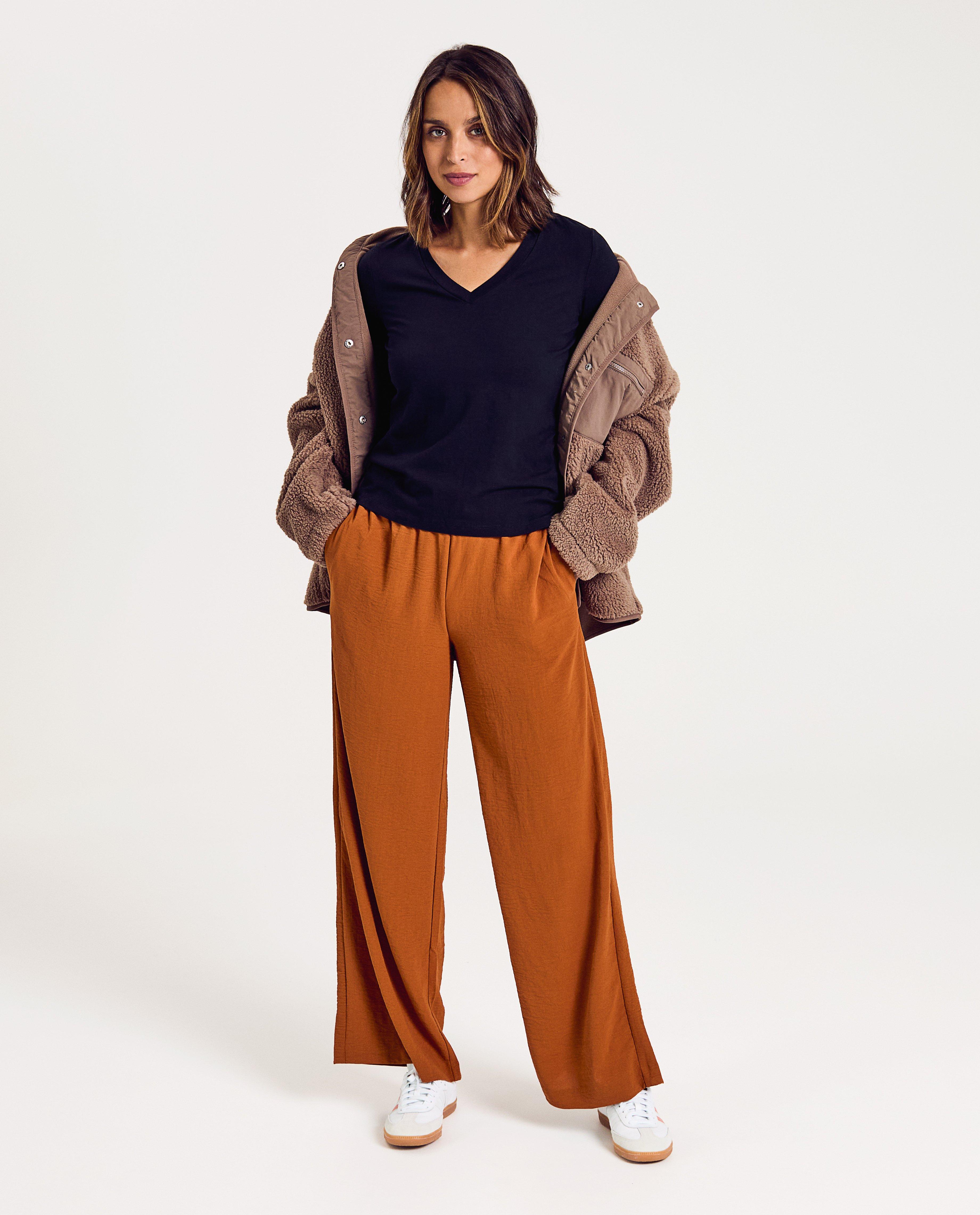 Beige broek met structuur - null - OVS