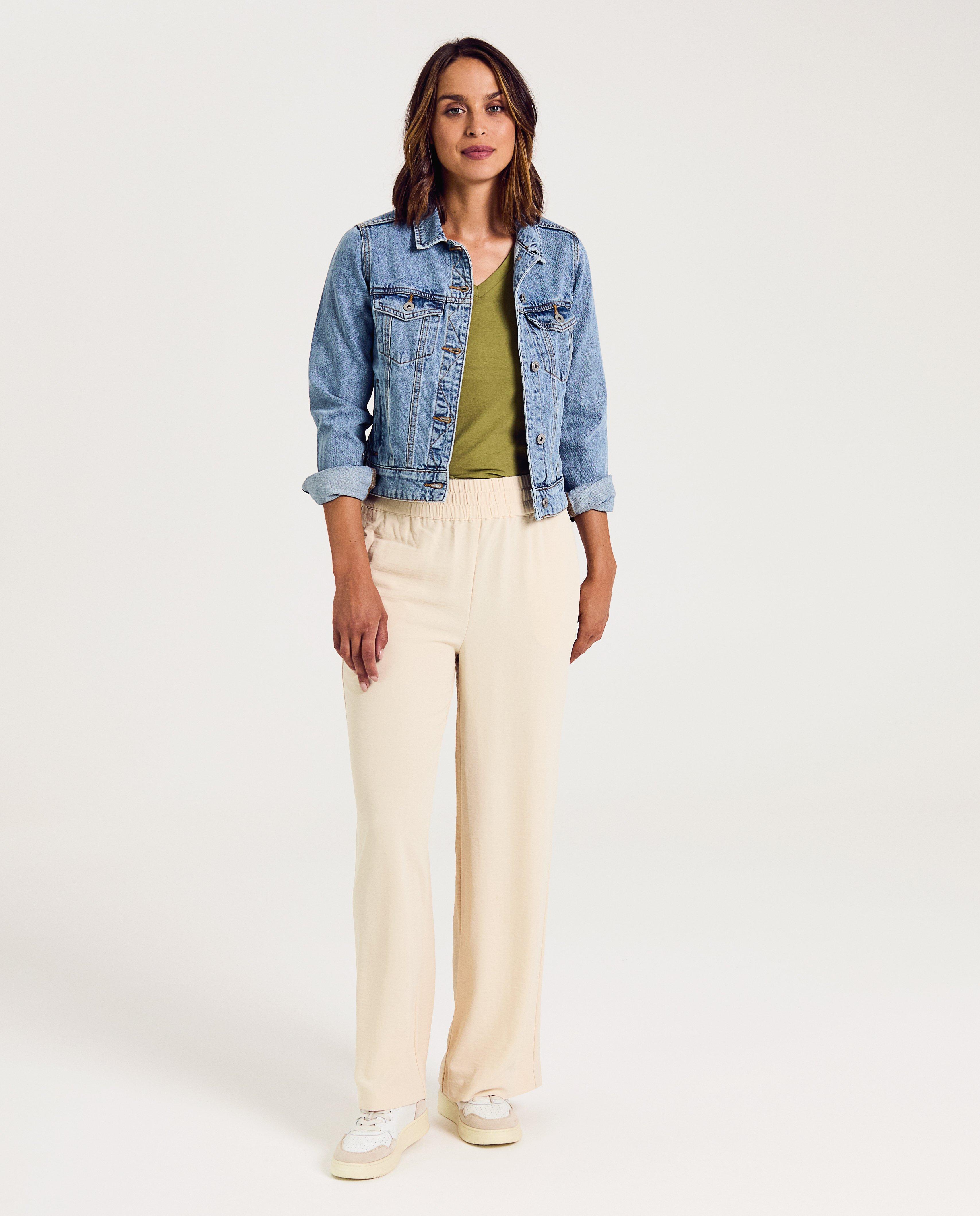 Beige broek met structuur - null - OVS