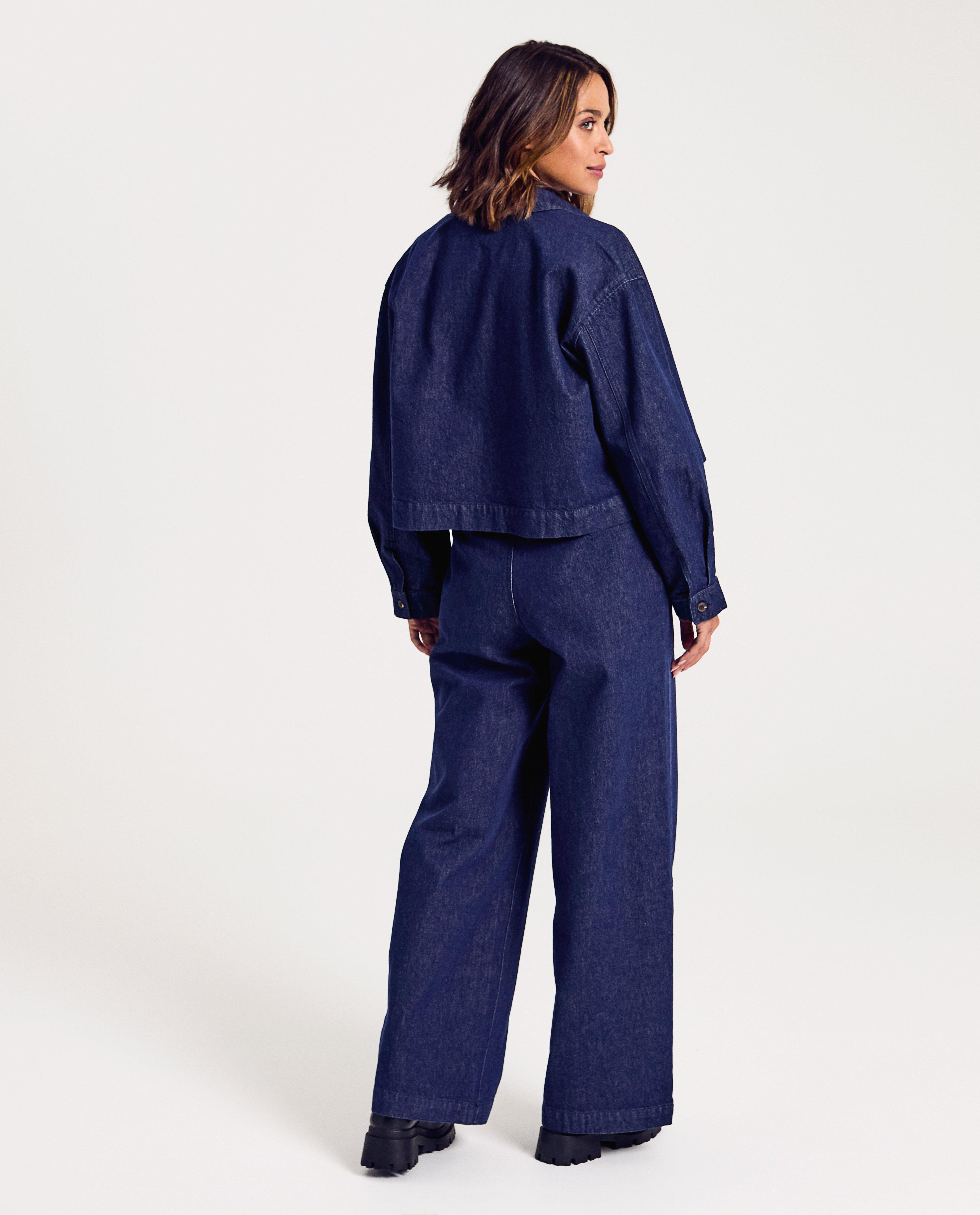Hemden - Donkerblauw jeanshemd, oversized fit