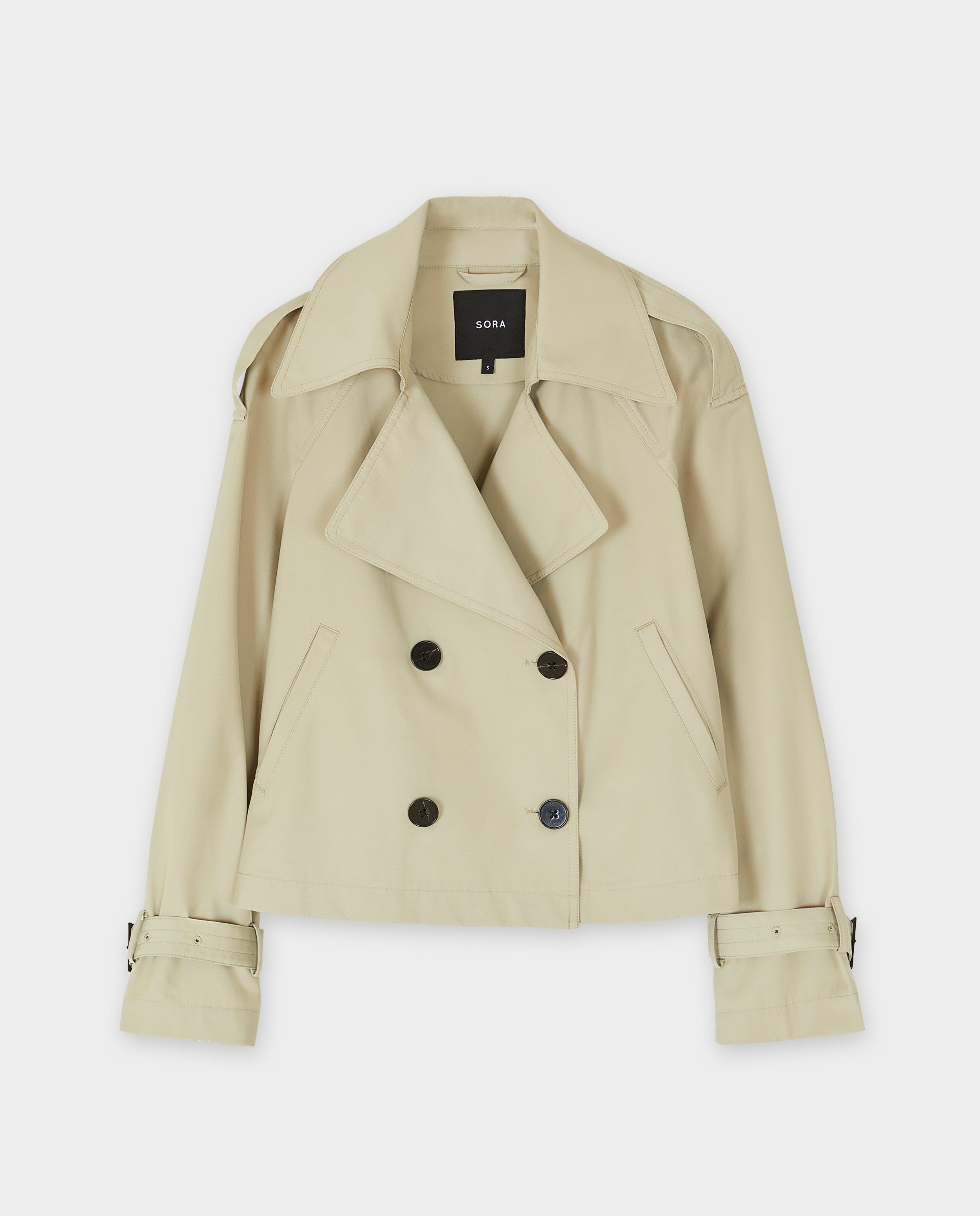 Trenchcoats - Lichtgroene korte trenchcoat