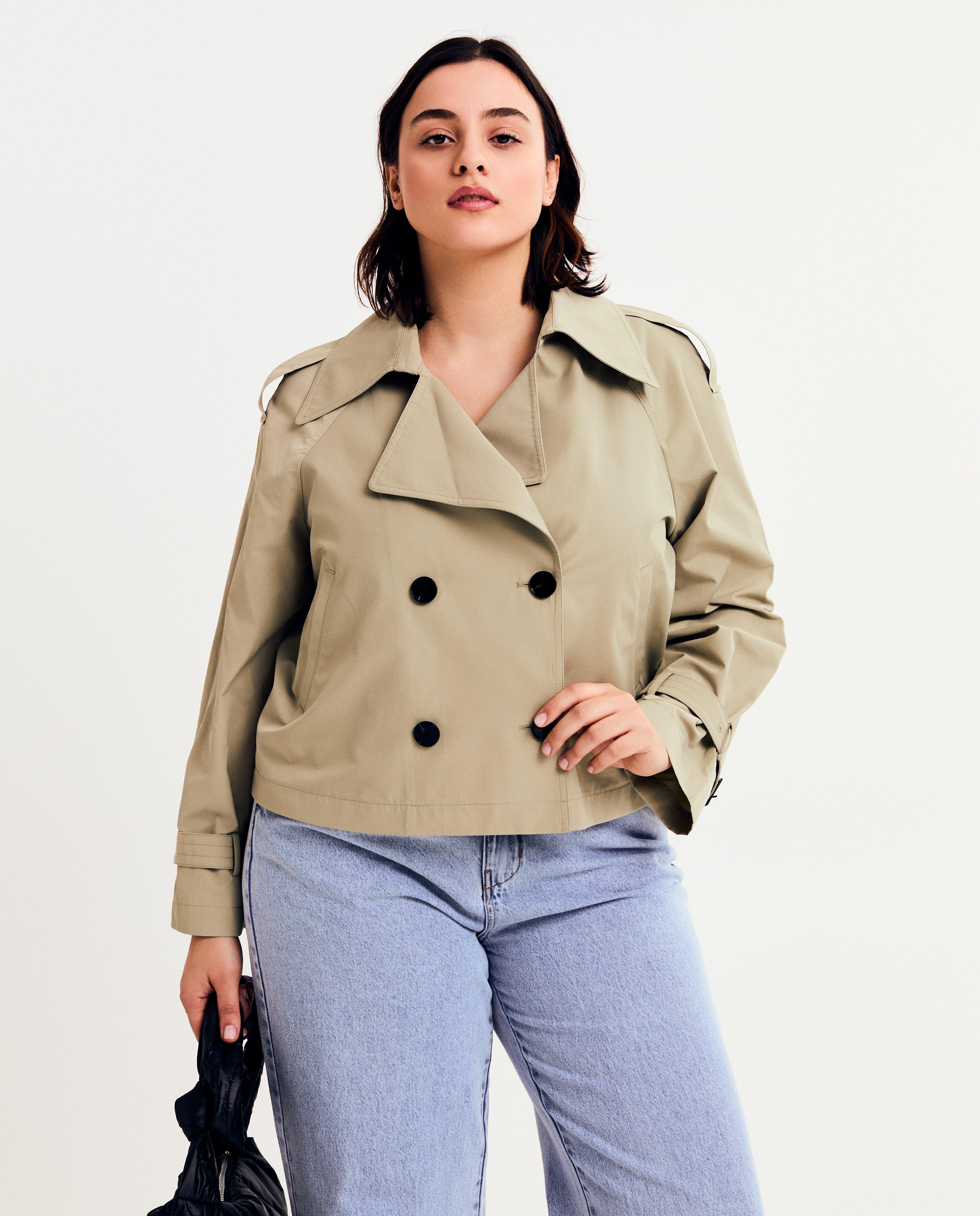 Trenchcoats - Lichtgroene korte trenchcoat