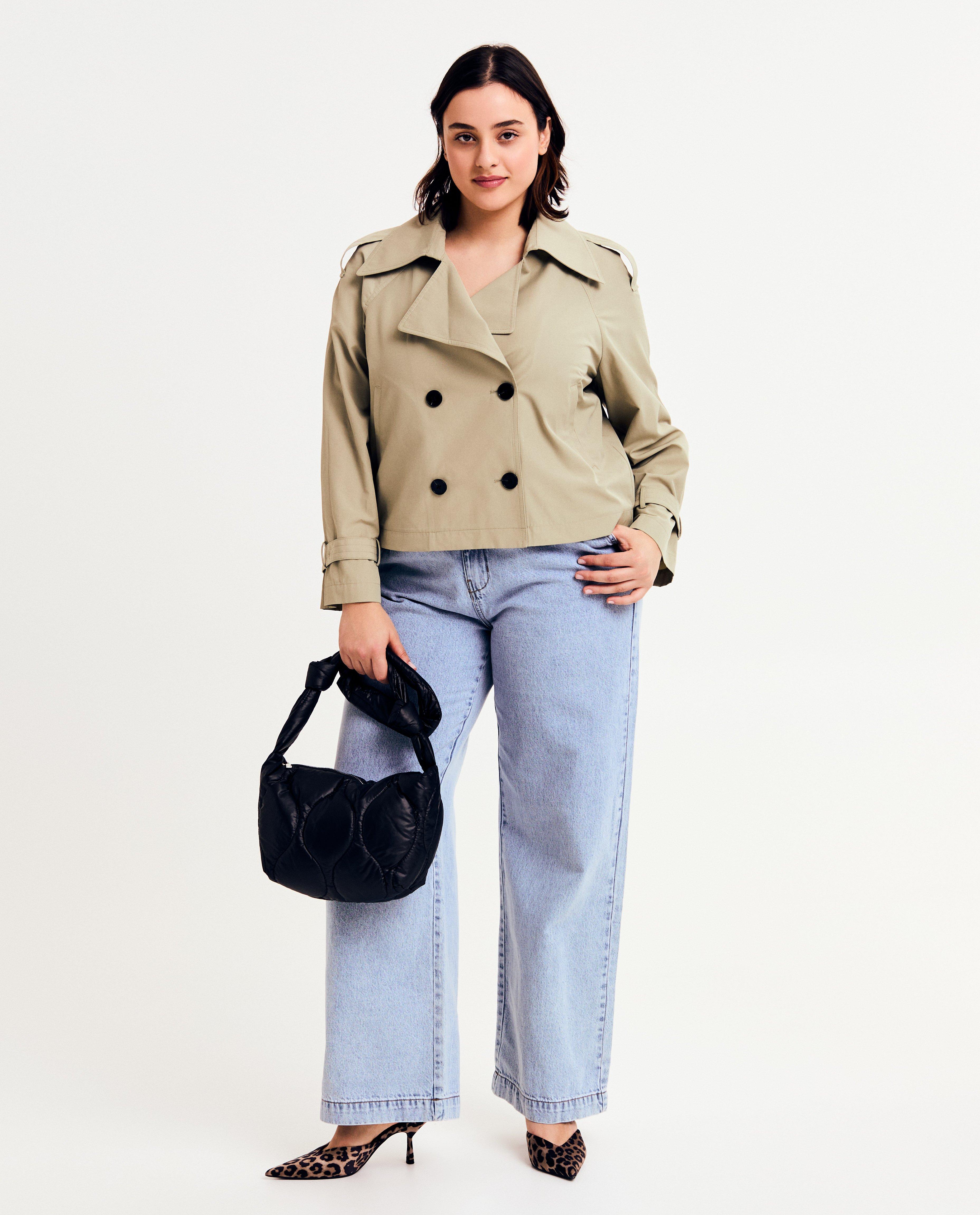 Trenchcoats - Lichtgroene korte trenchcoat
