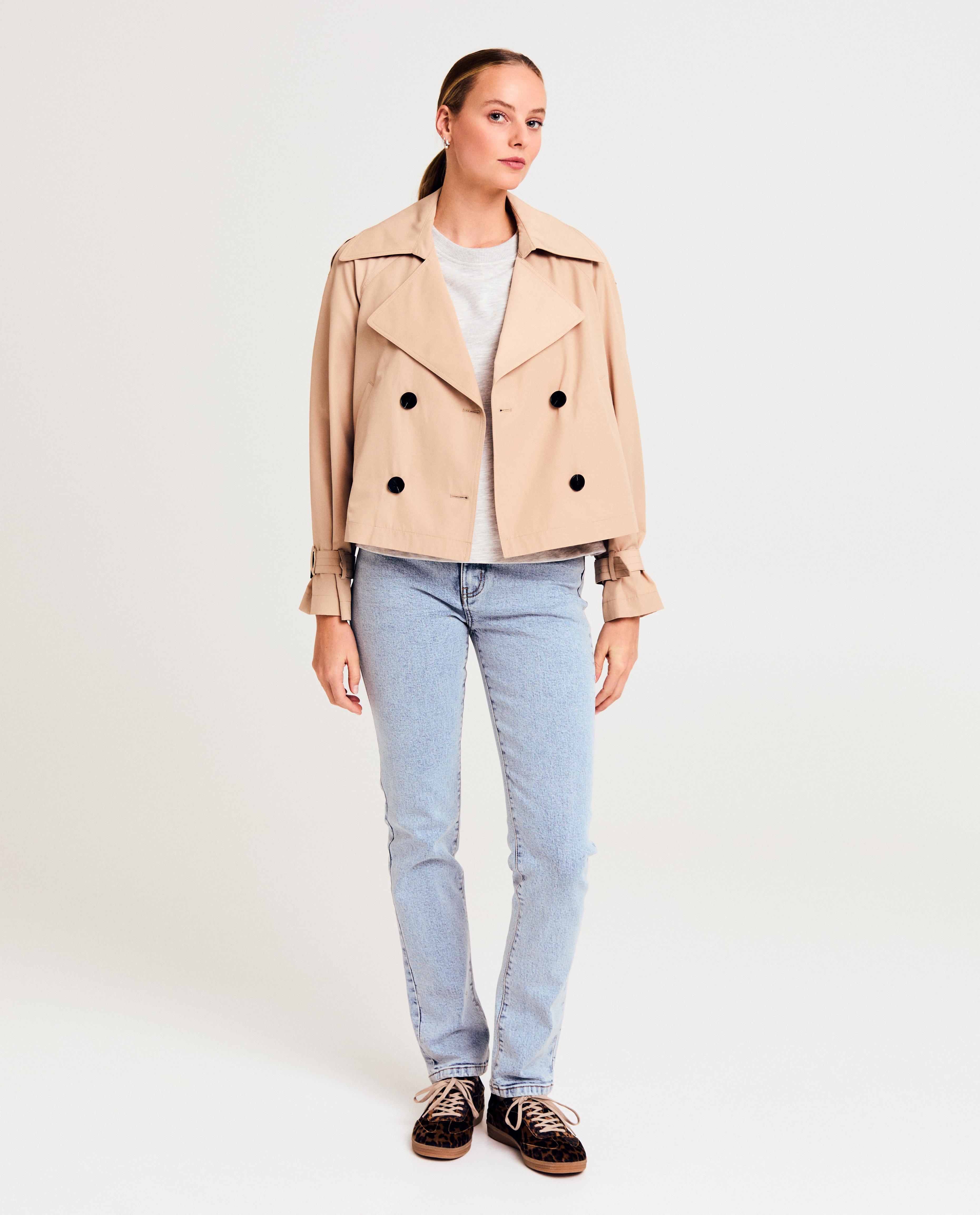 Trenchcoats - Lichtgroene korte trenchcoat