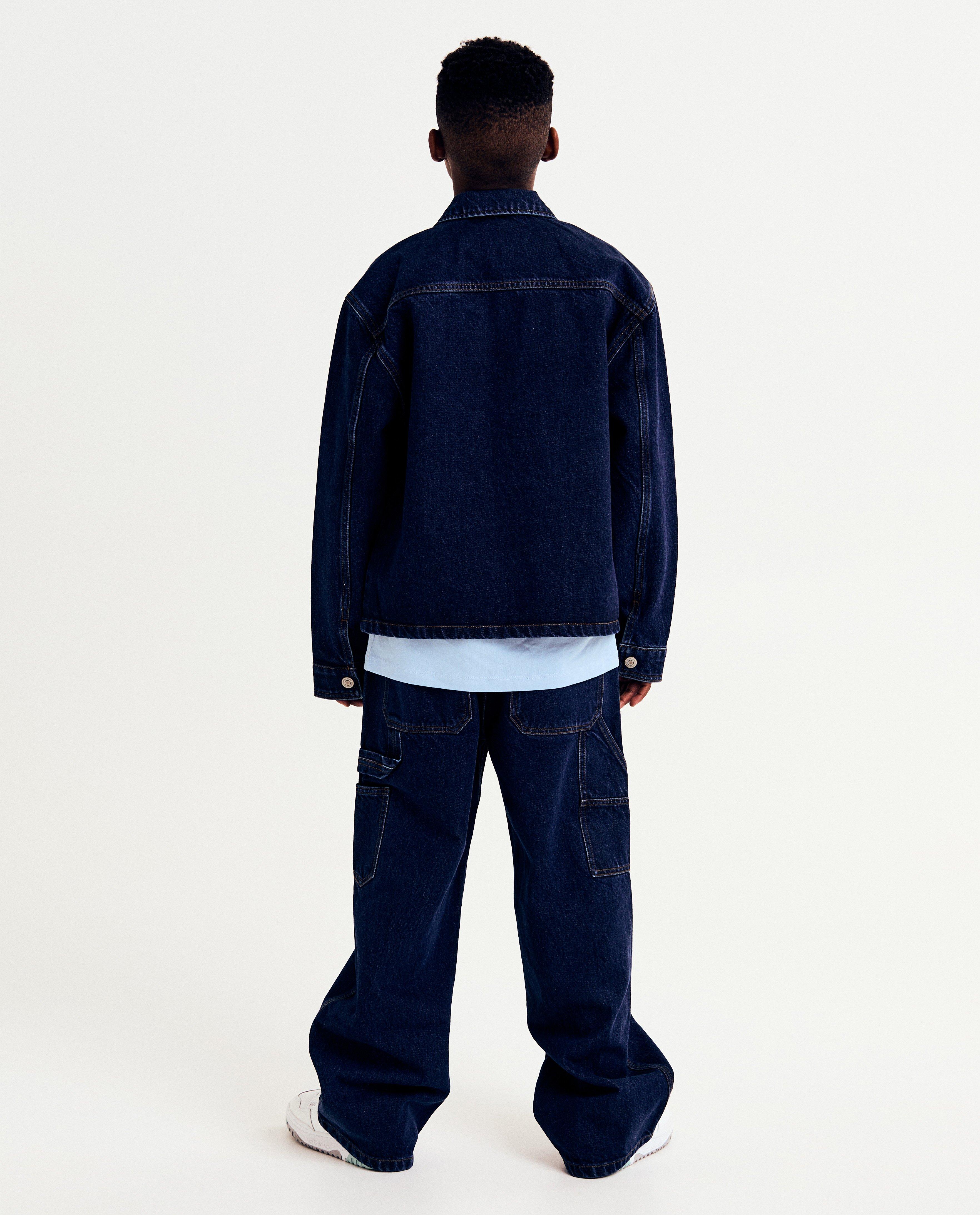 Hemden - Donkerblauw jeansvest, loose fit, 6-14 jaar