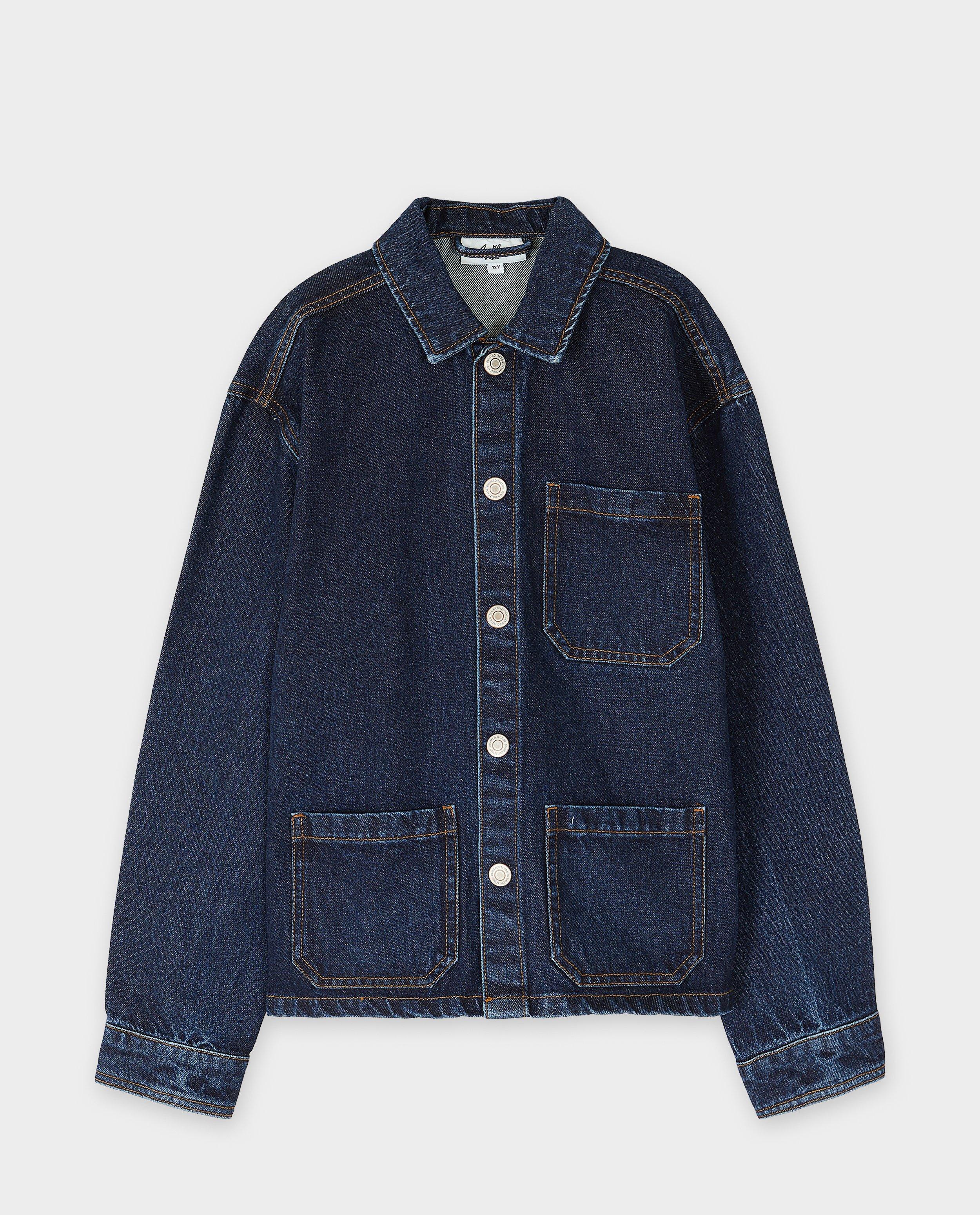 Hemden - Donkerblauw jeansvest, loose fit, 6-14 jaar
