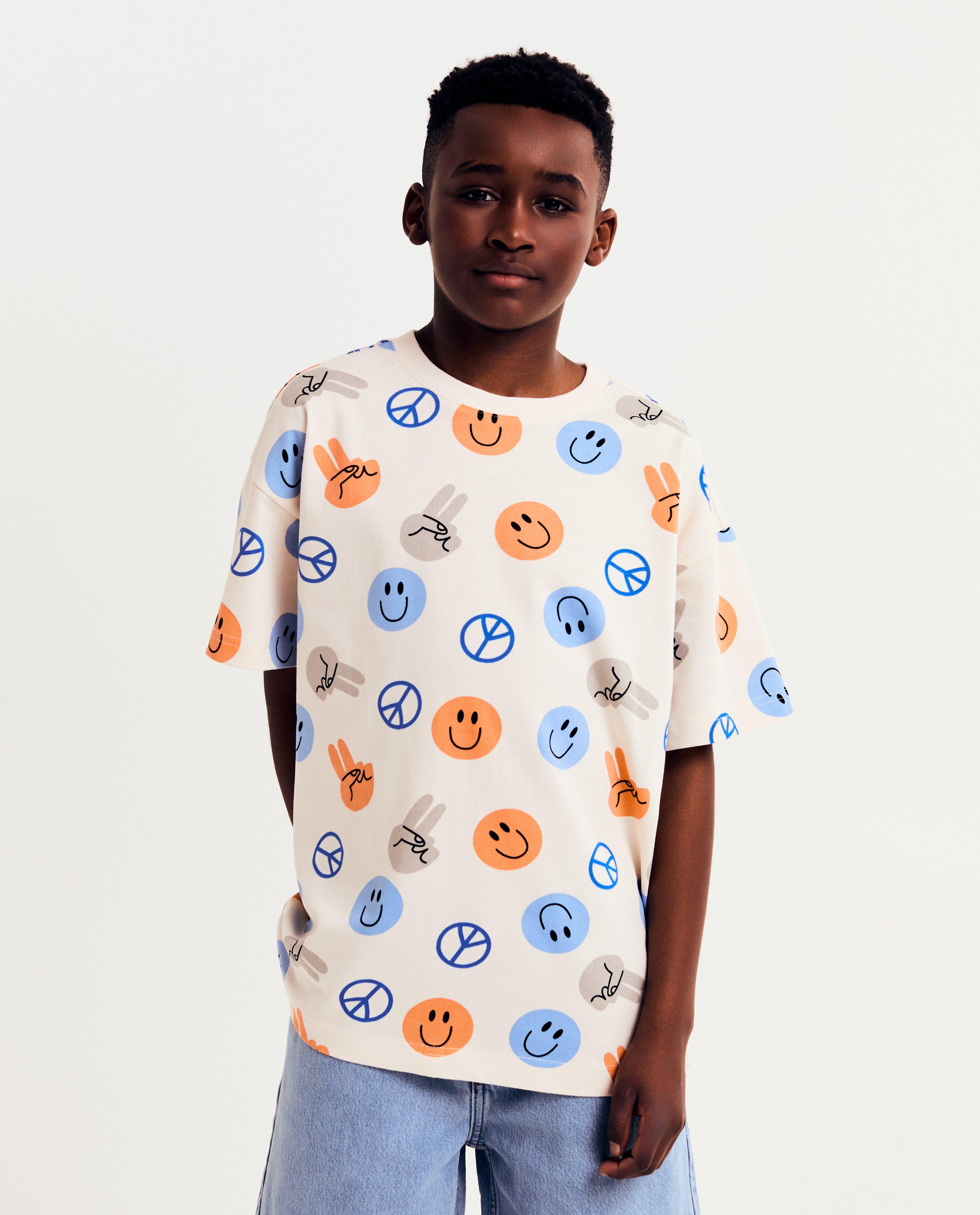T-shirt met smileyprint, loose fit, 6-14 jaar - null - milo