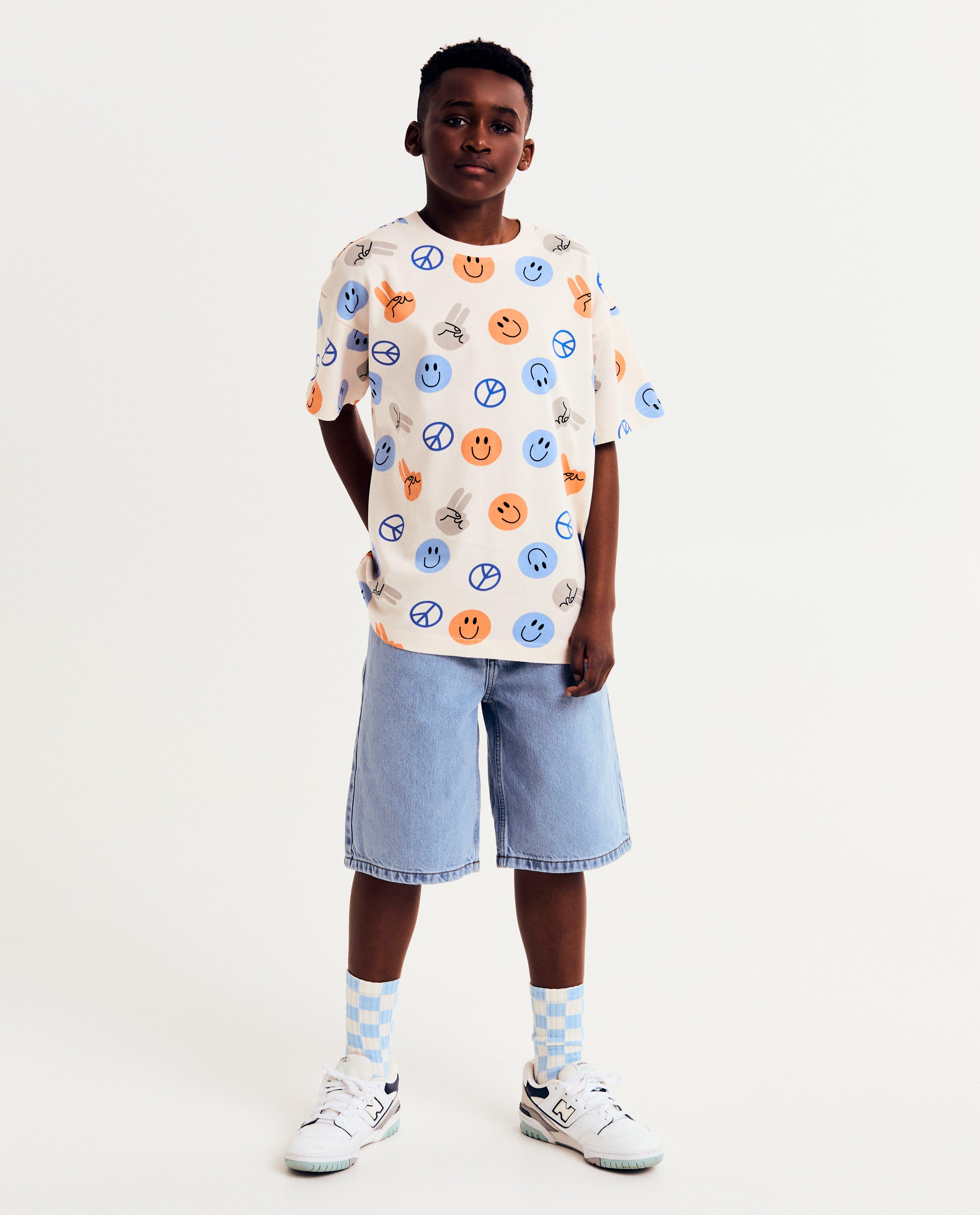 T-shirts - T-shirt met smileyprint, loose fit, 6-14 jaar