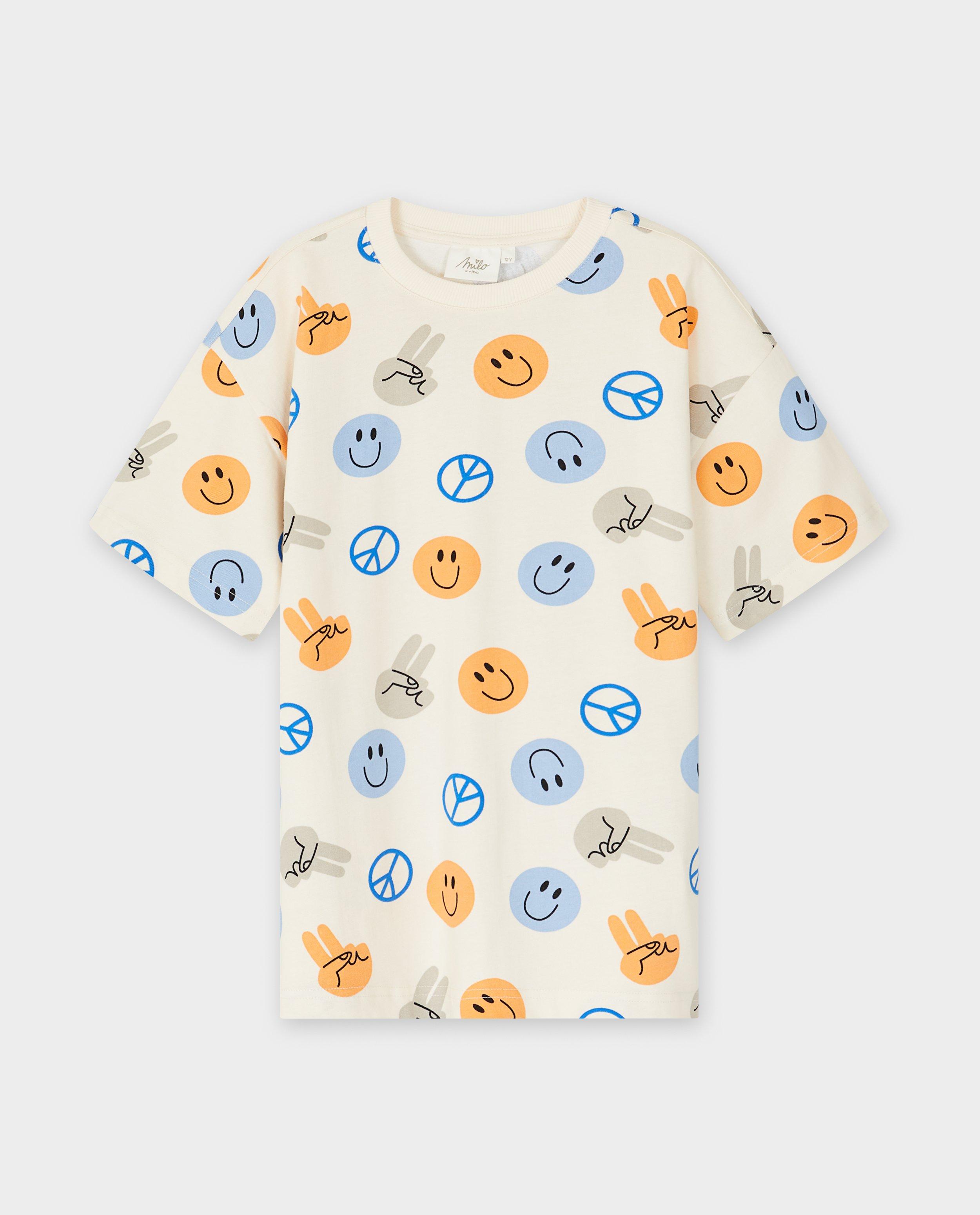 T-shirts - T-shirt met smileyprint, loose fit, 6-14 jaar