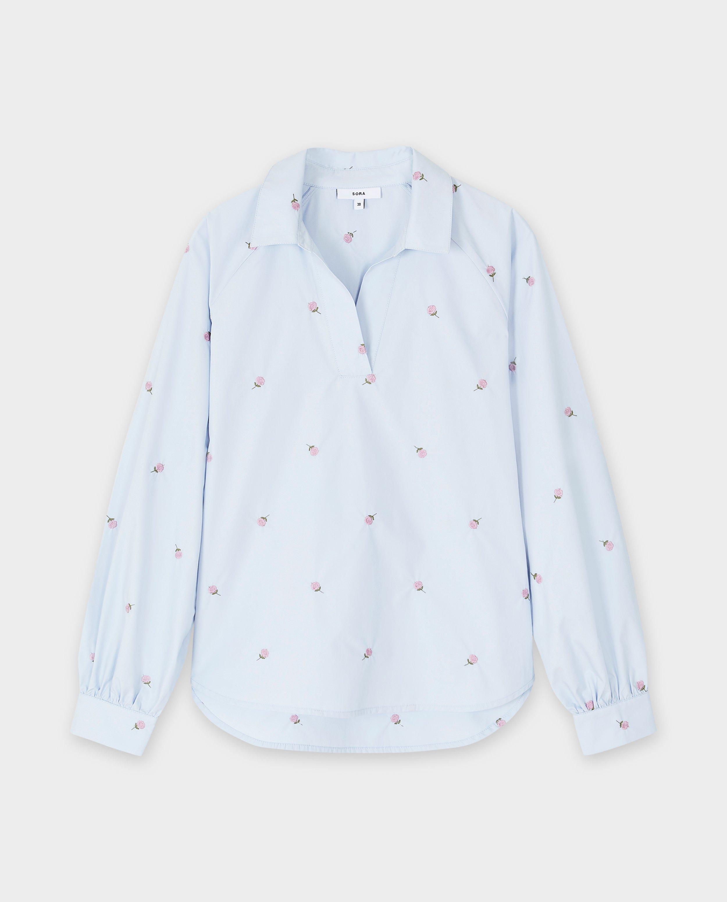 Hemden - Blouse met geborduurde bloemen