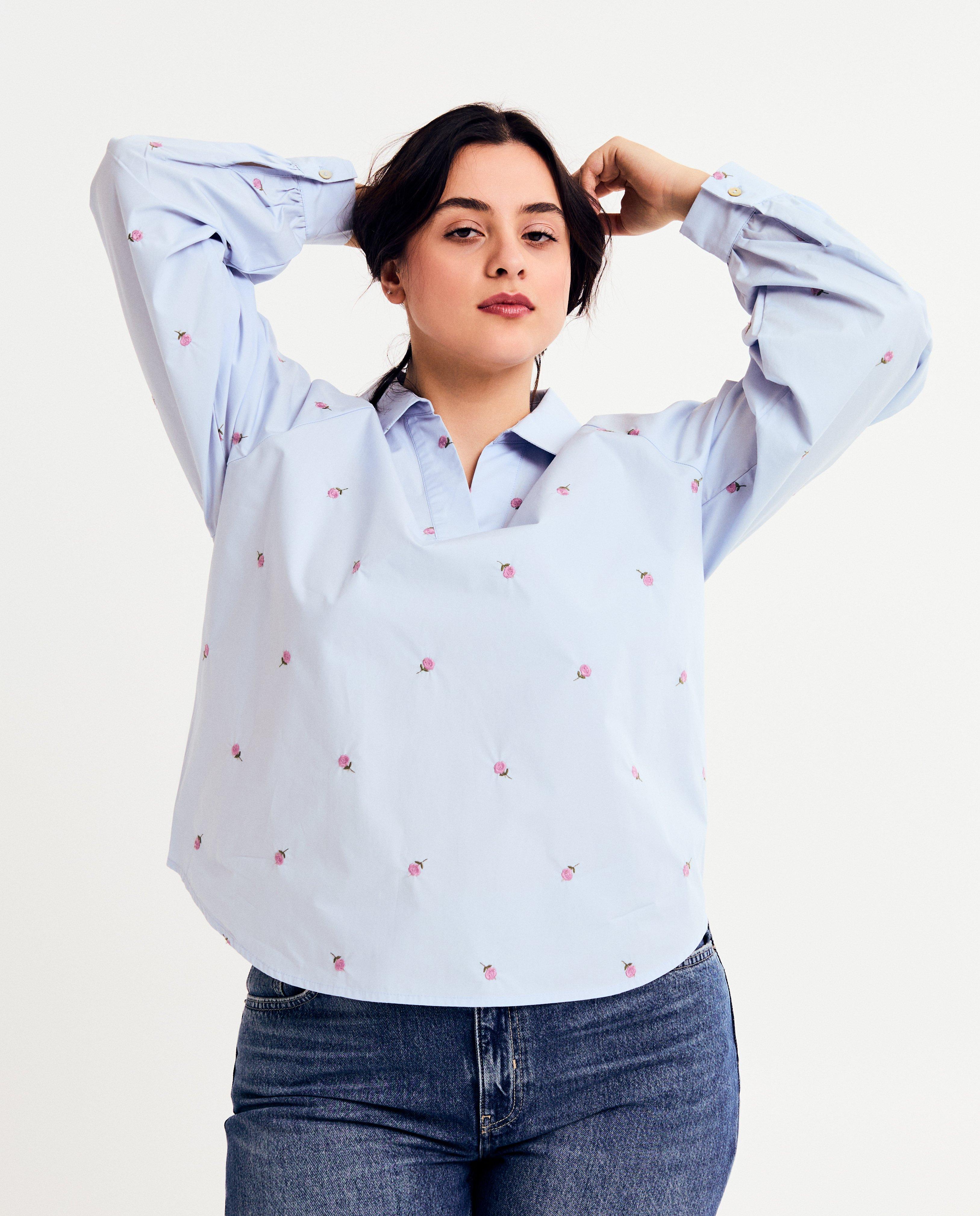 Hemden - Blouse met geborduurde bloemen