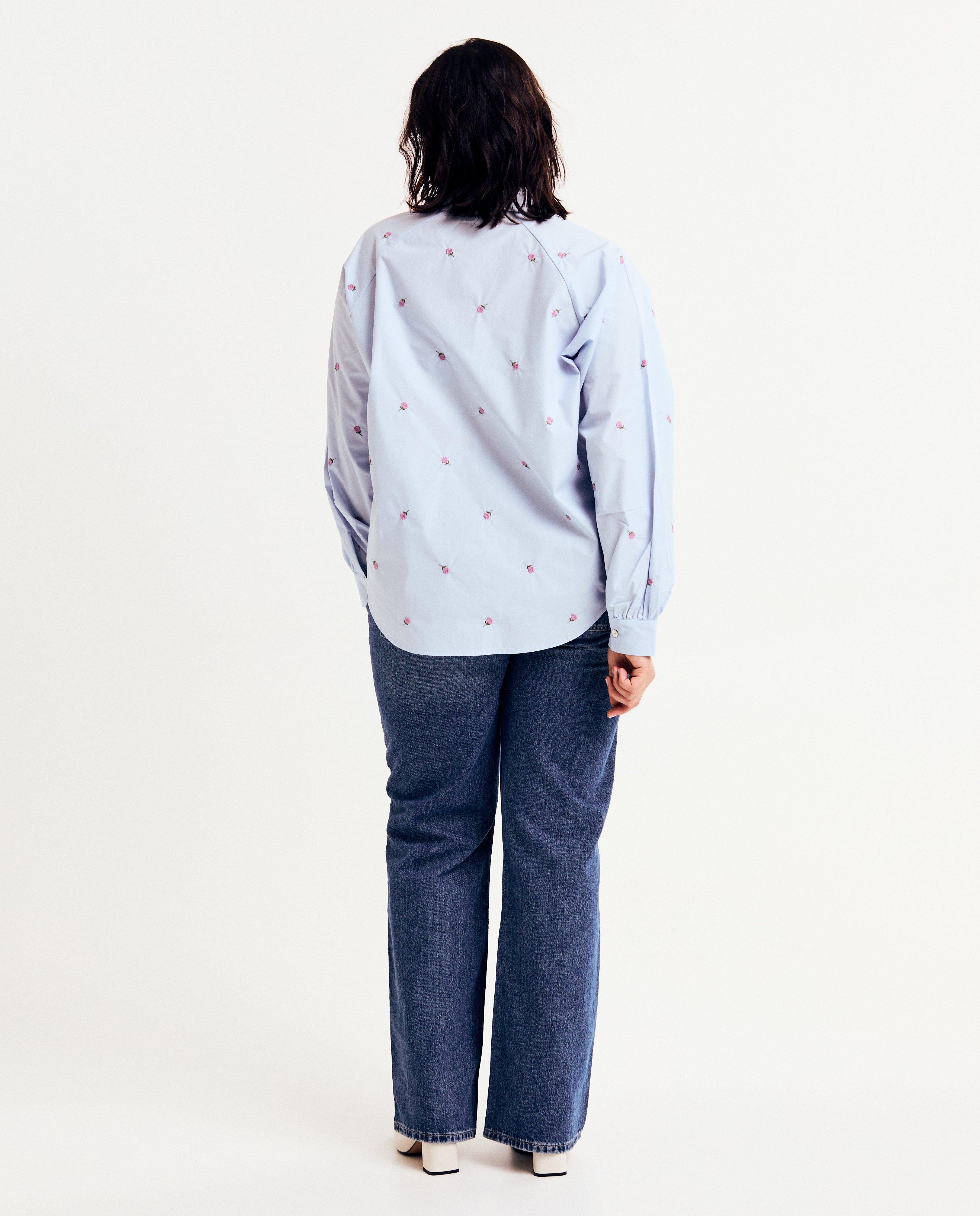 Hemden - Blouse met geborduurde bloemen