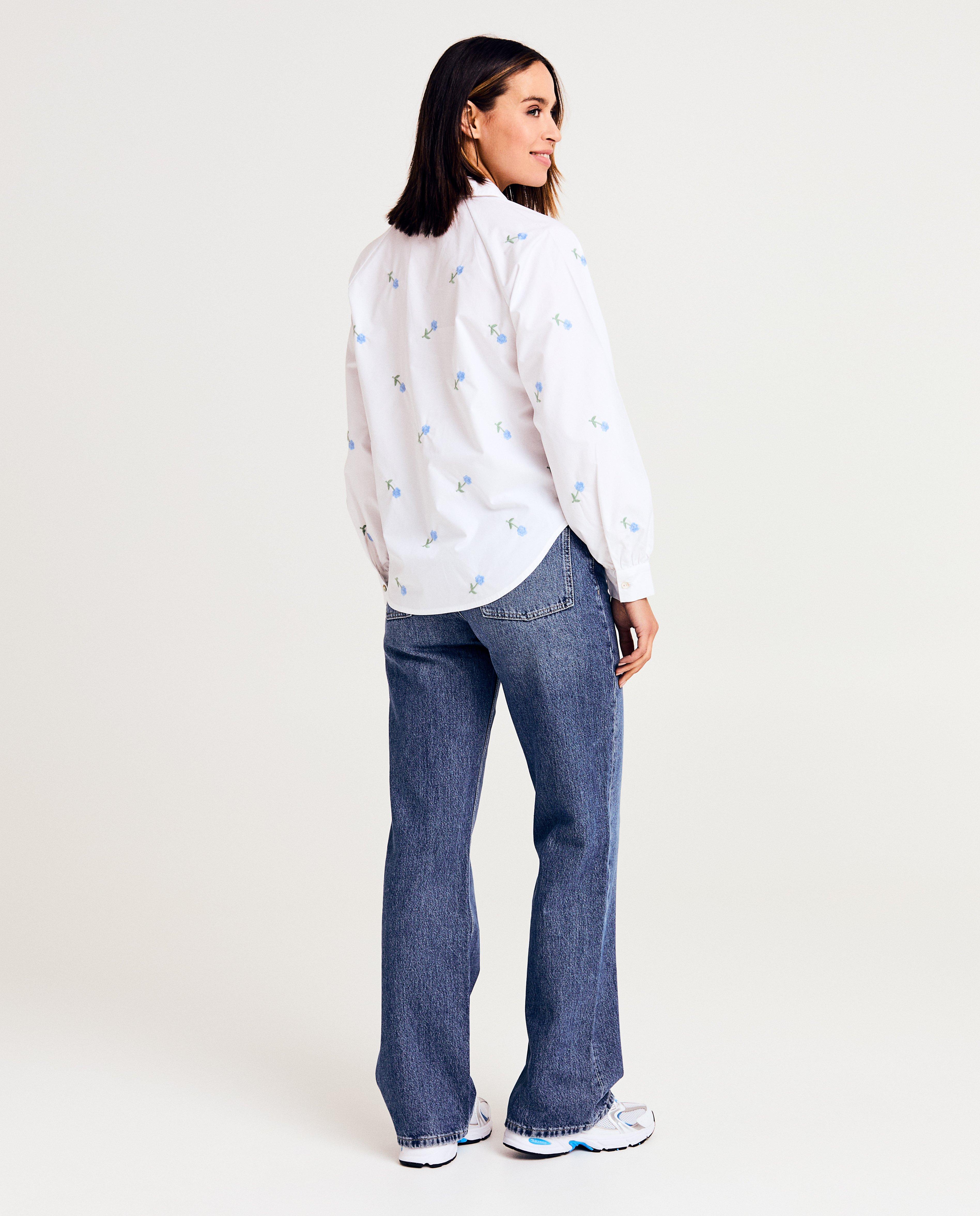 Hemden - Blouse met geborduurde bloemen