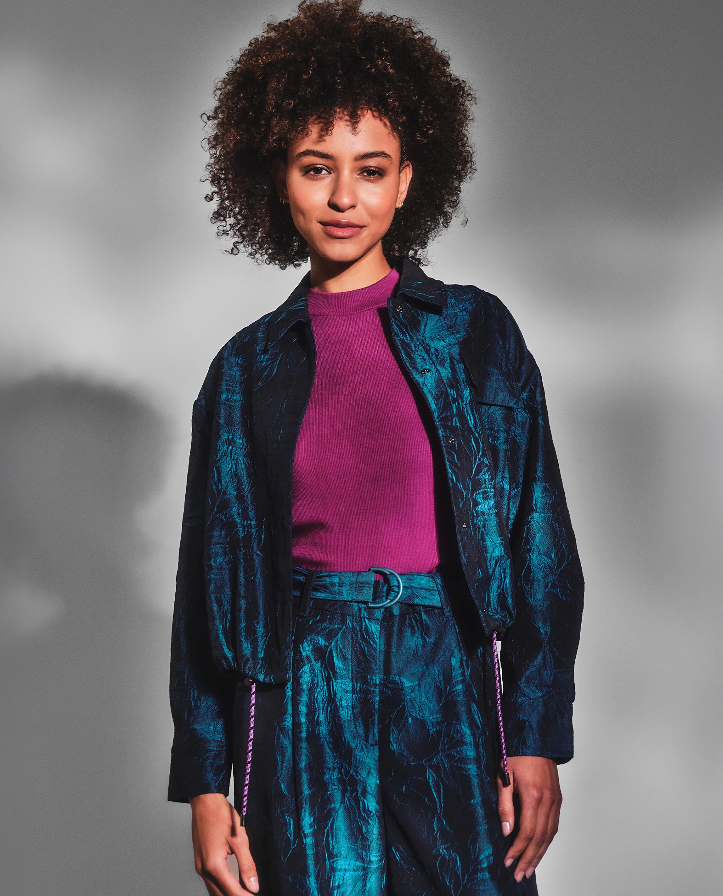 Blauw vest met blaadjespatroon - null - CKS Dames