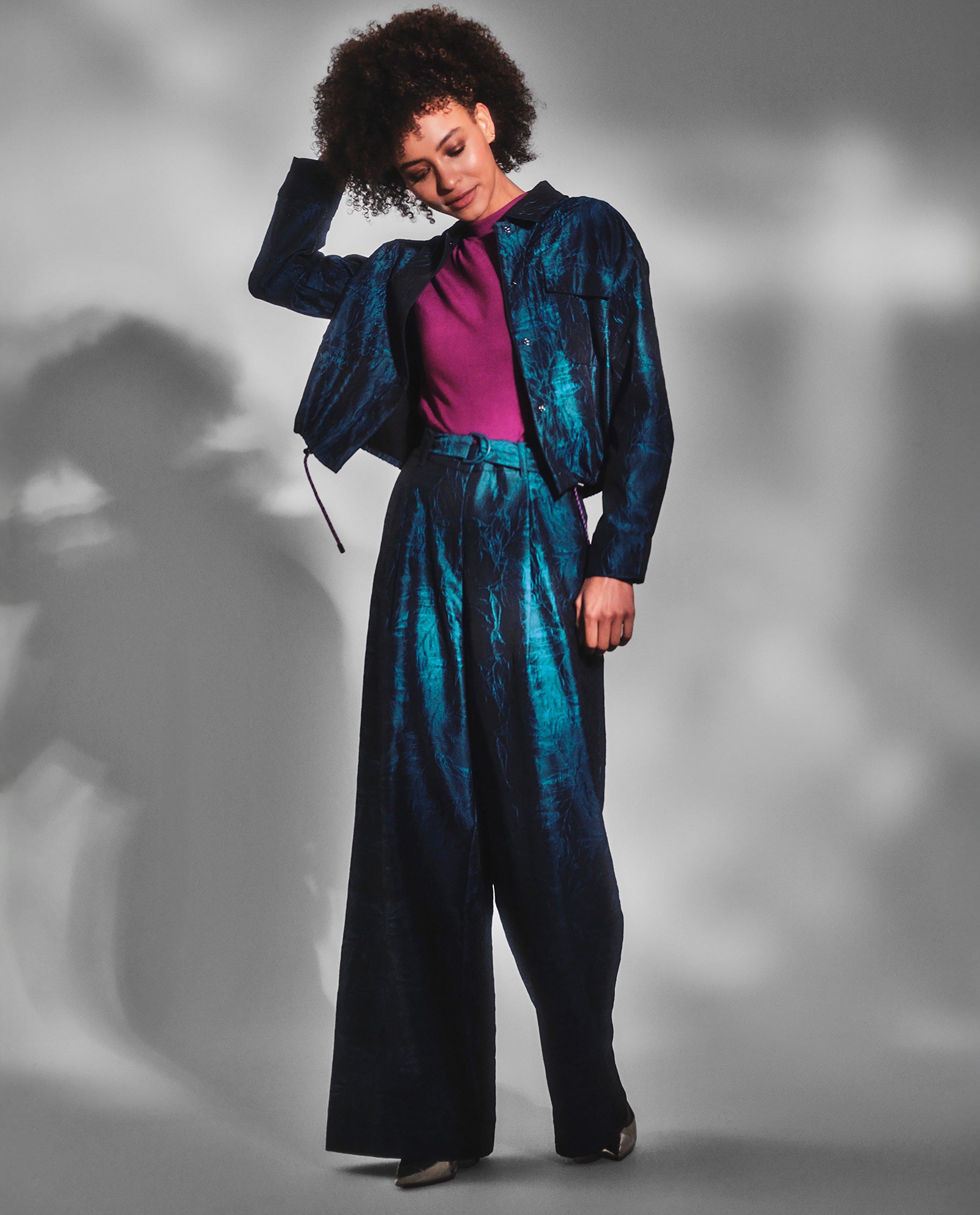 Blazers - Blauw vest met blaadjespatroon
