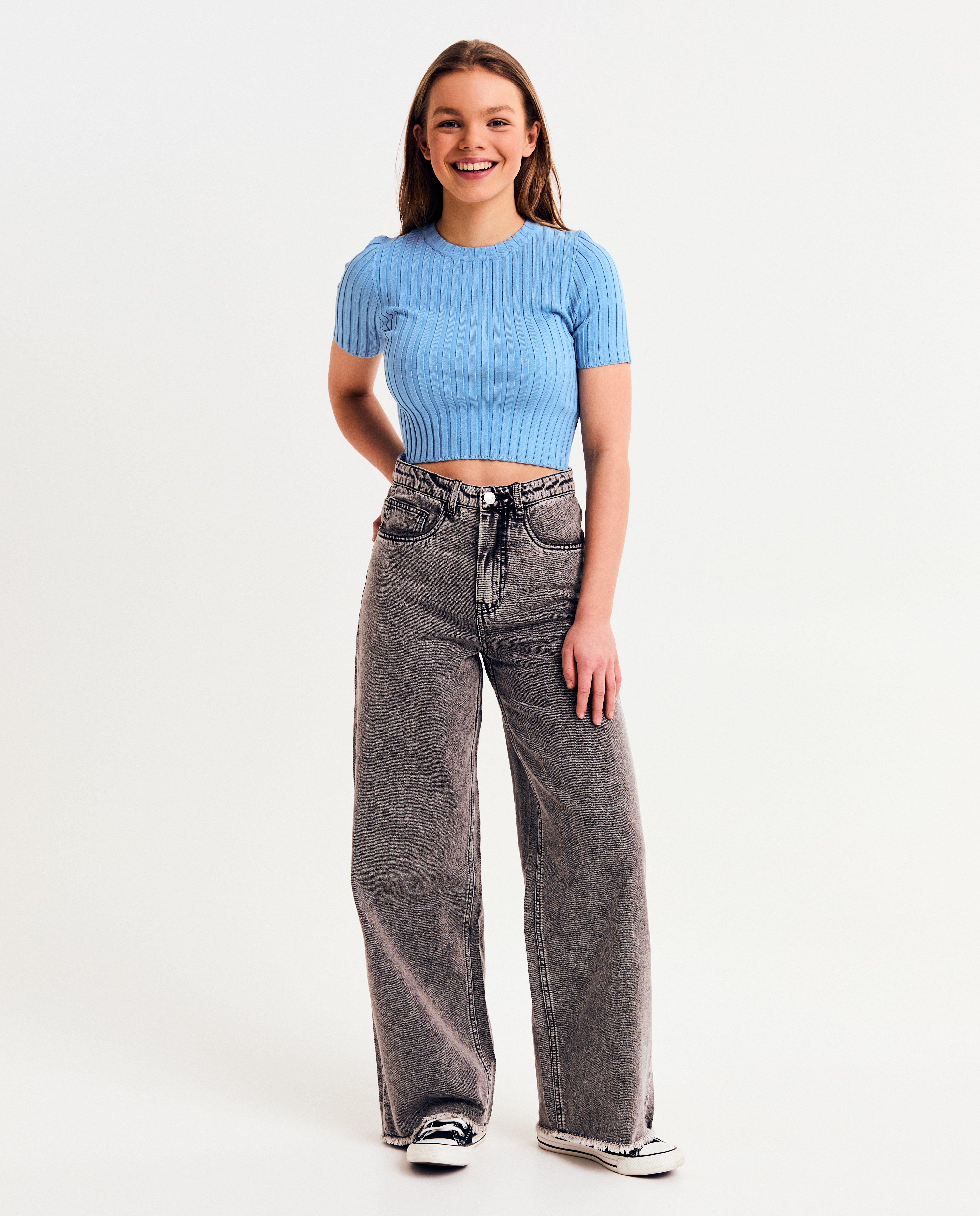 Grijze jeans, wide fit - null - Groggy