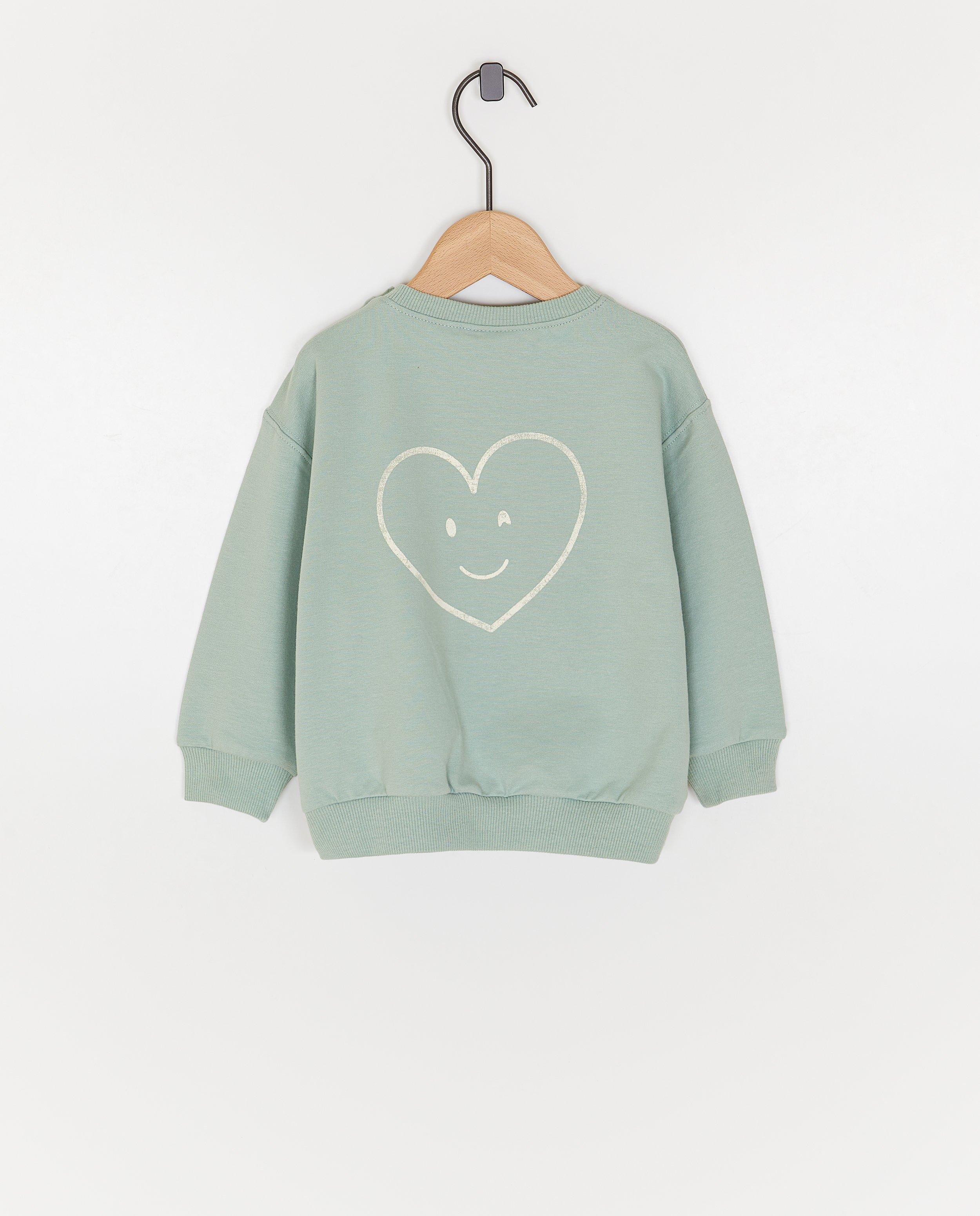 Sweaters - Blauwe sweater met backprint, Poppemie